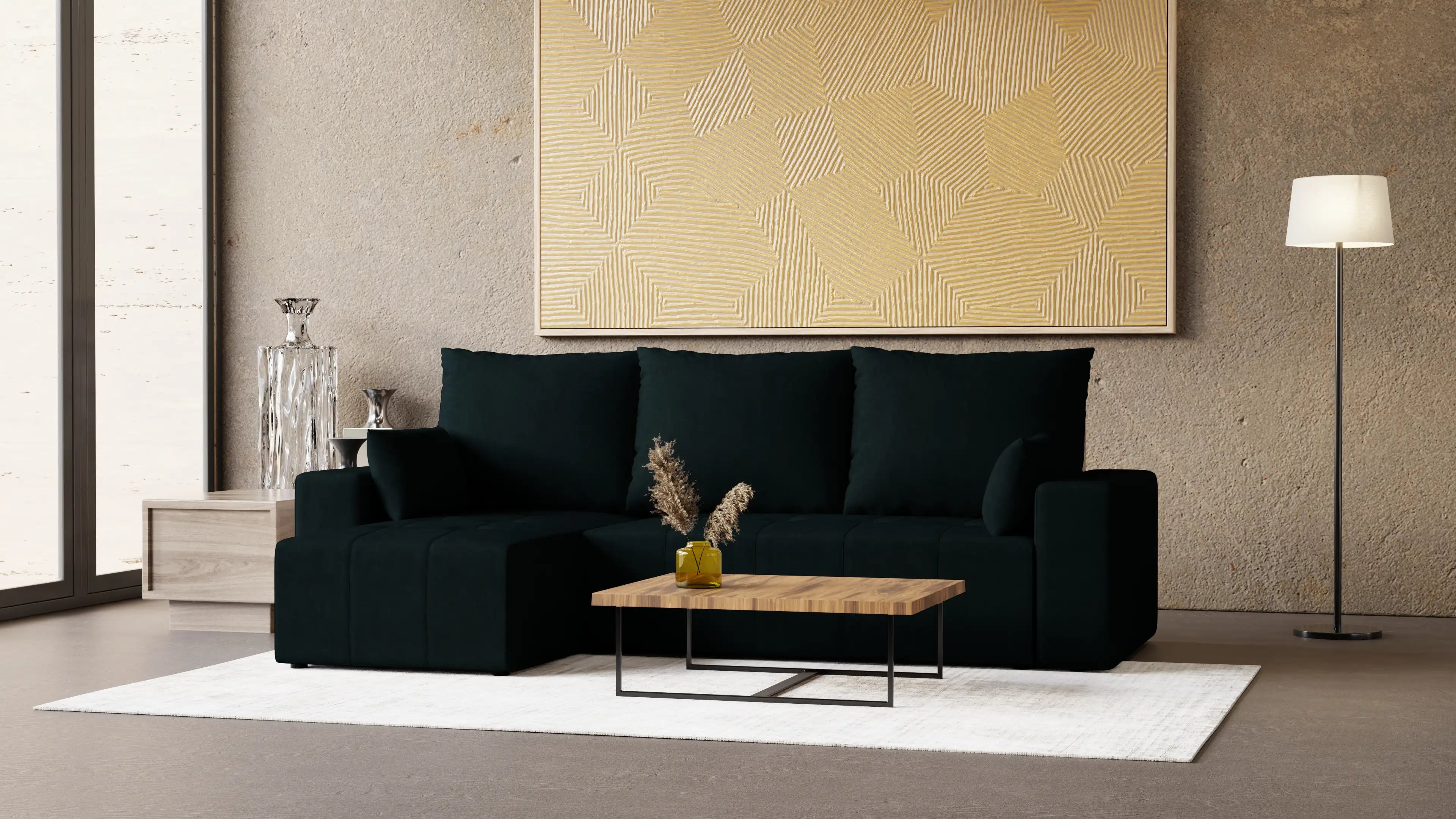 LUMO – narożnik rozkładany L, uniwersalny, z pojemnikiem na pościel