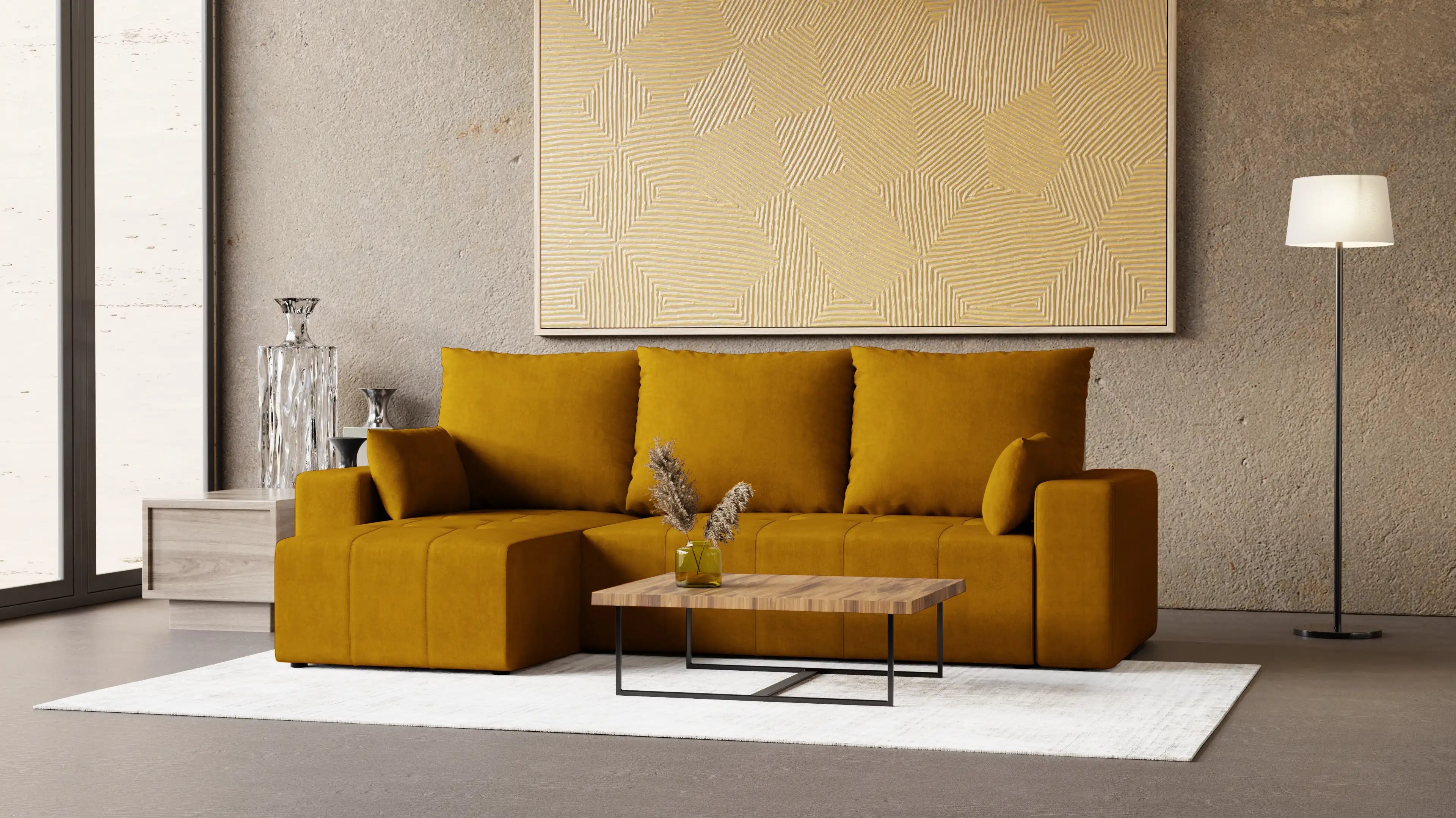 LUMO – narożnik rozkładany L, uniwersalny, z pojemnikiem na pościel