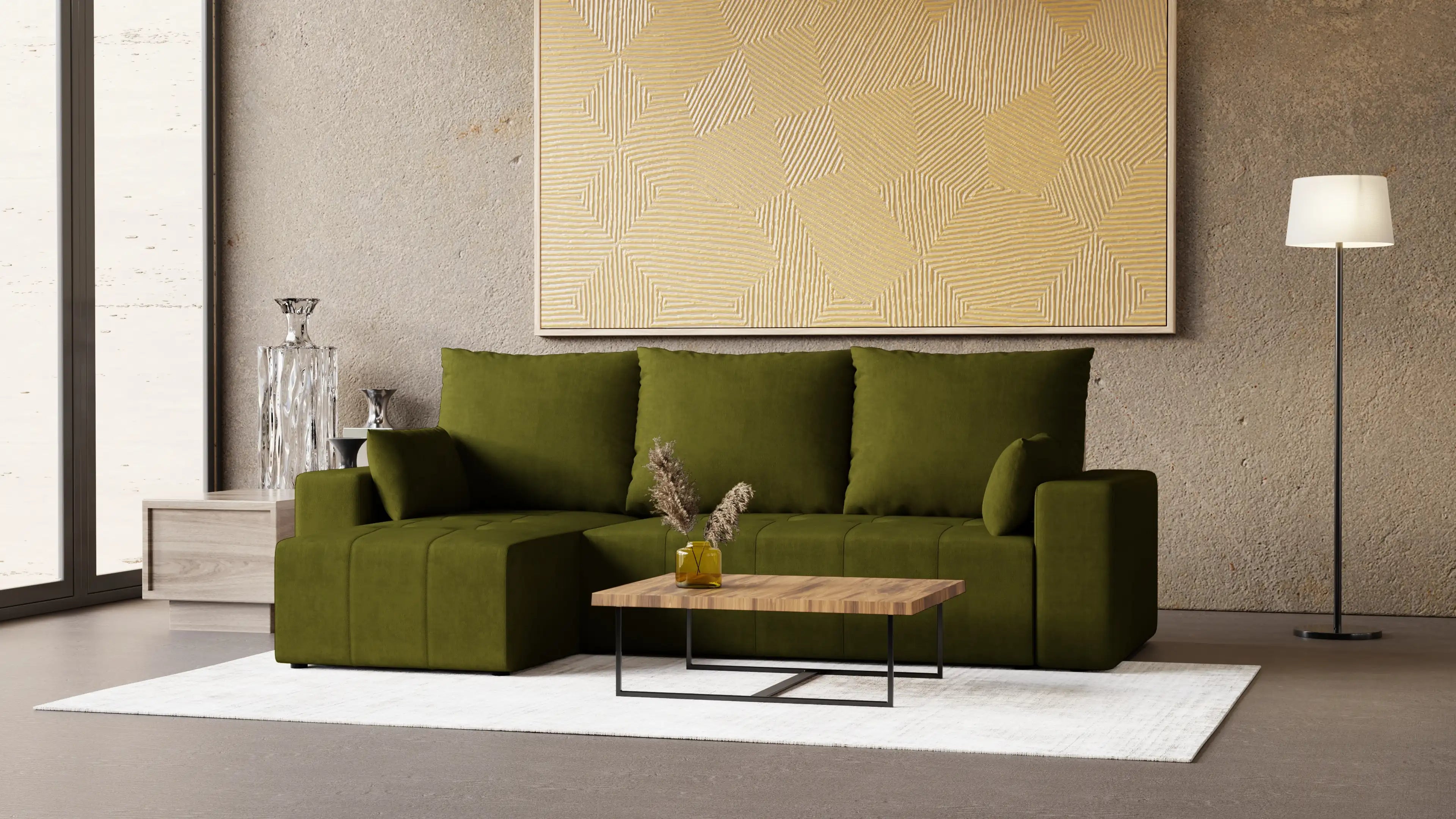 LUMO – narożnik rozkładany L, uniwersalny, z pojemnikiem na pościel