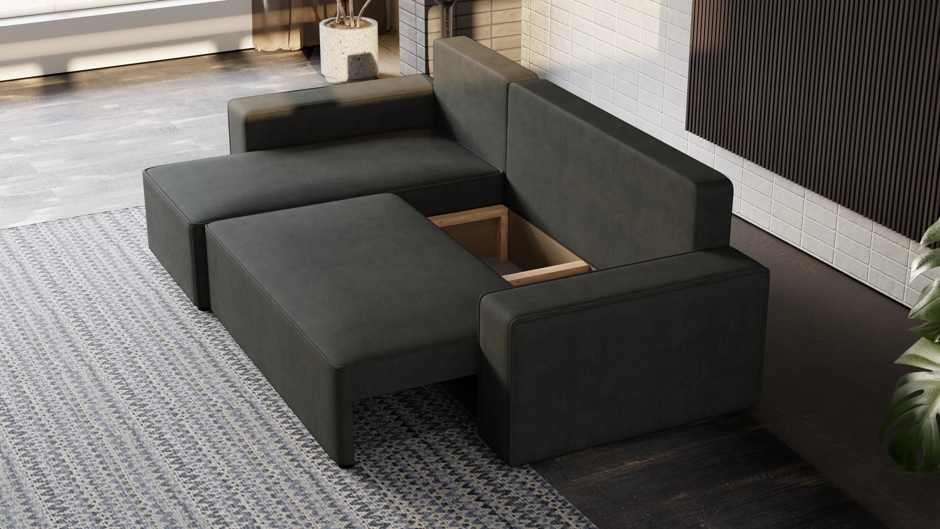 Narożnik Nexo – uniwersalny, rozkładany, z pojemnikiem