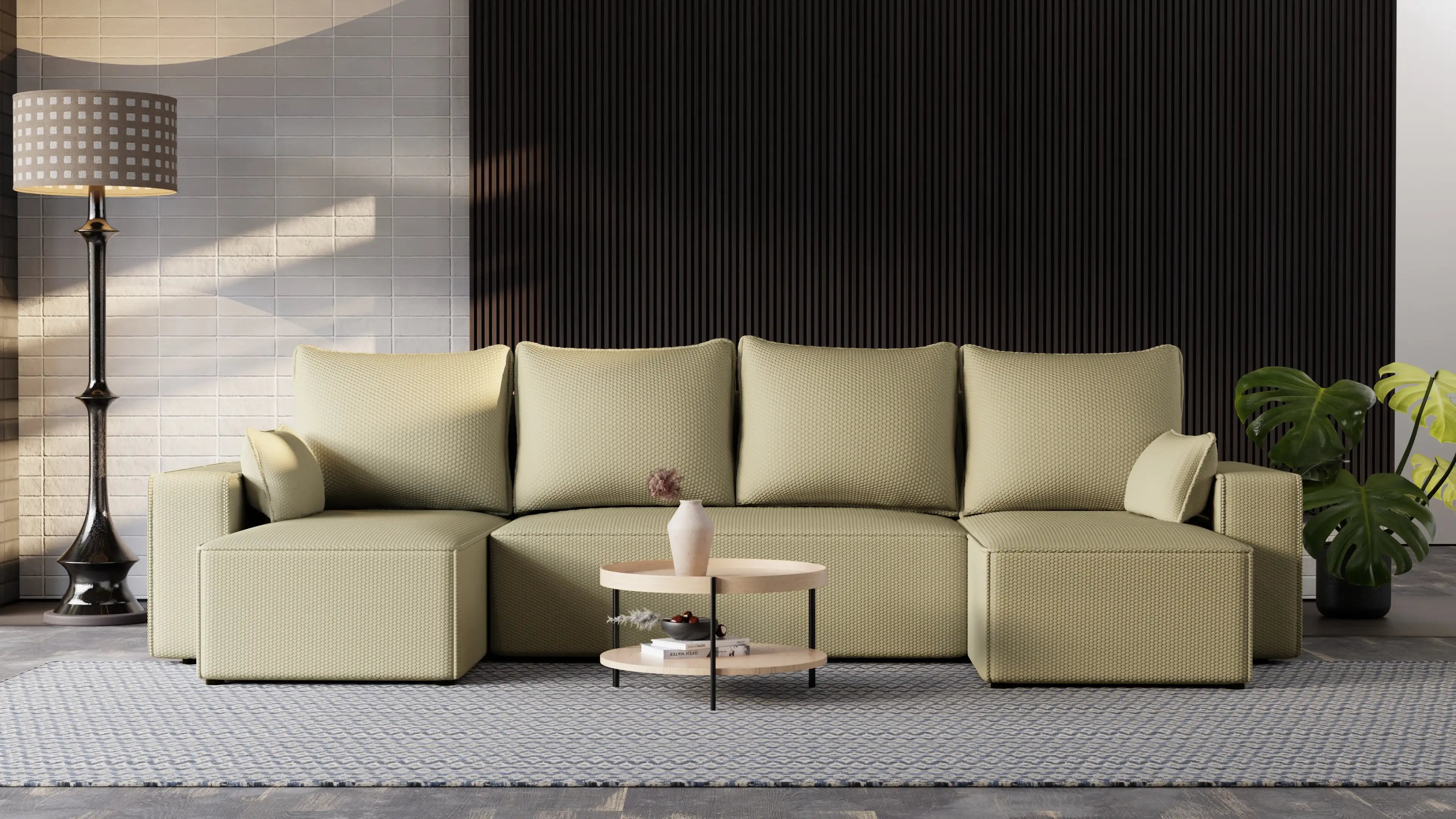 Narożnik Nexo U – rozkładany z pojemnikiem, wolnostojący