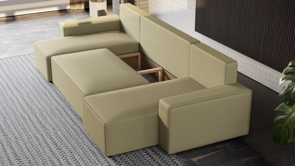 Narożnik Nexo U – rozkładany z pojemnikiem, wolnostojący