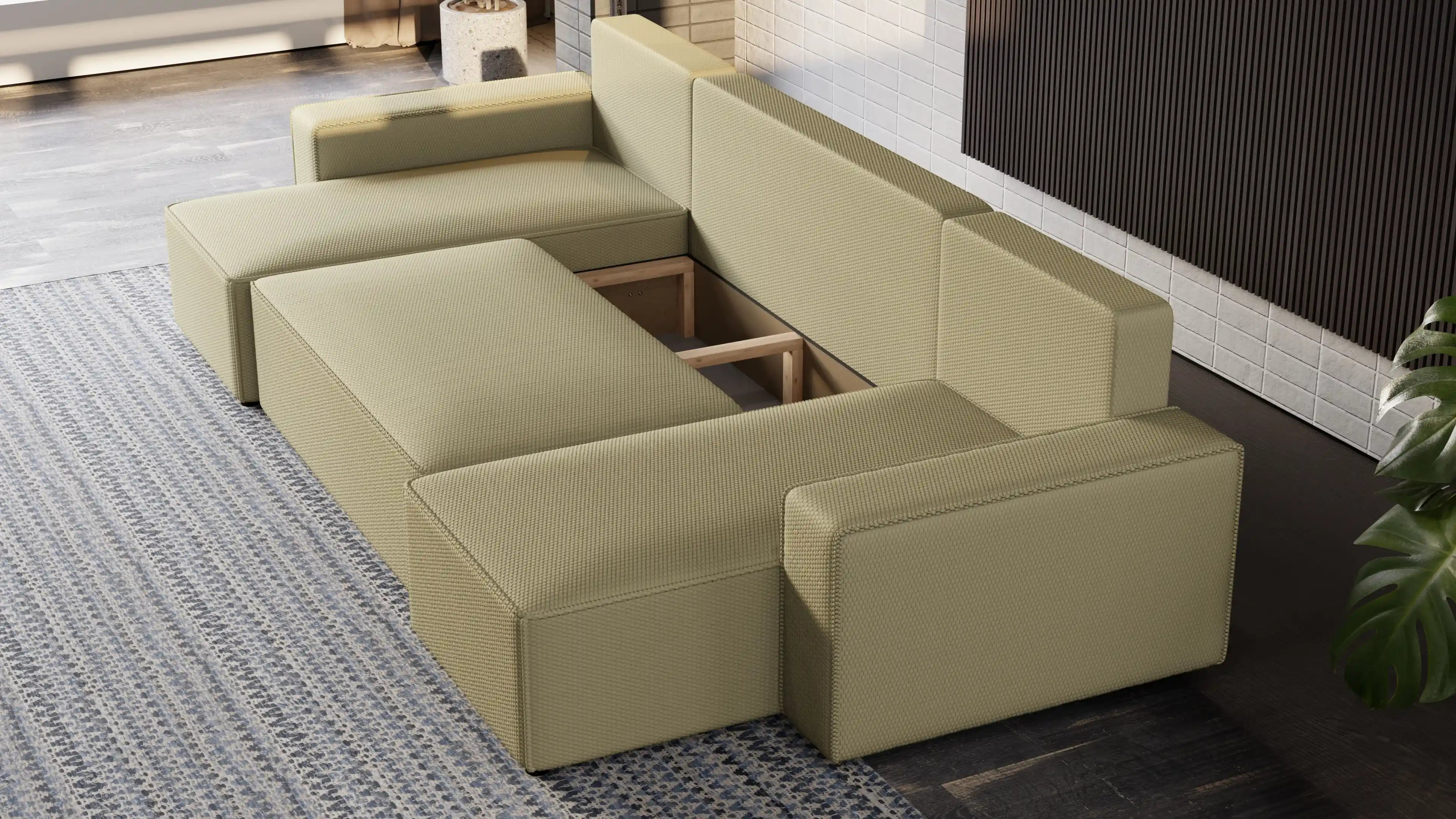 Narożnik Nexo U – rozkładany z pojemnikiem, wolnostojący