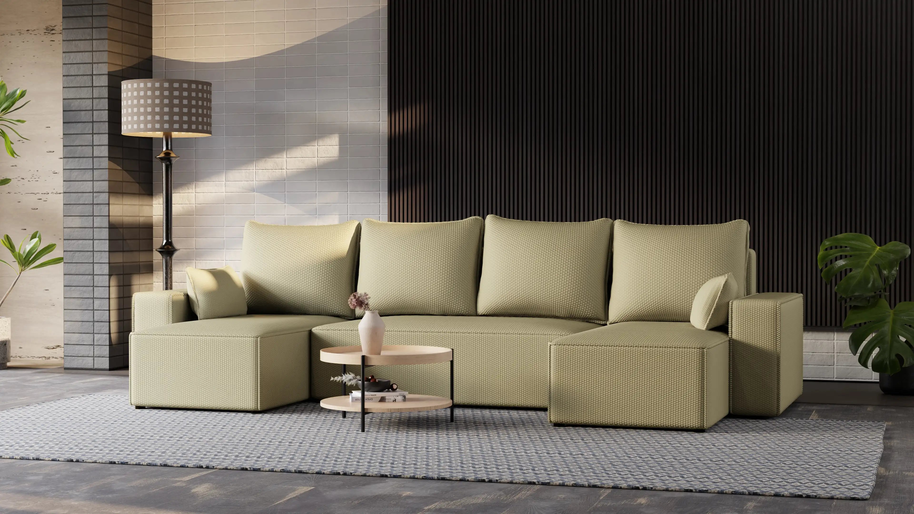 Narożnik Nexo U – rozkładany z pojemnikiem, wolnostojący