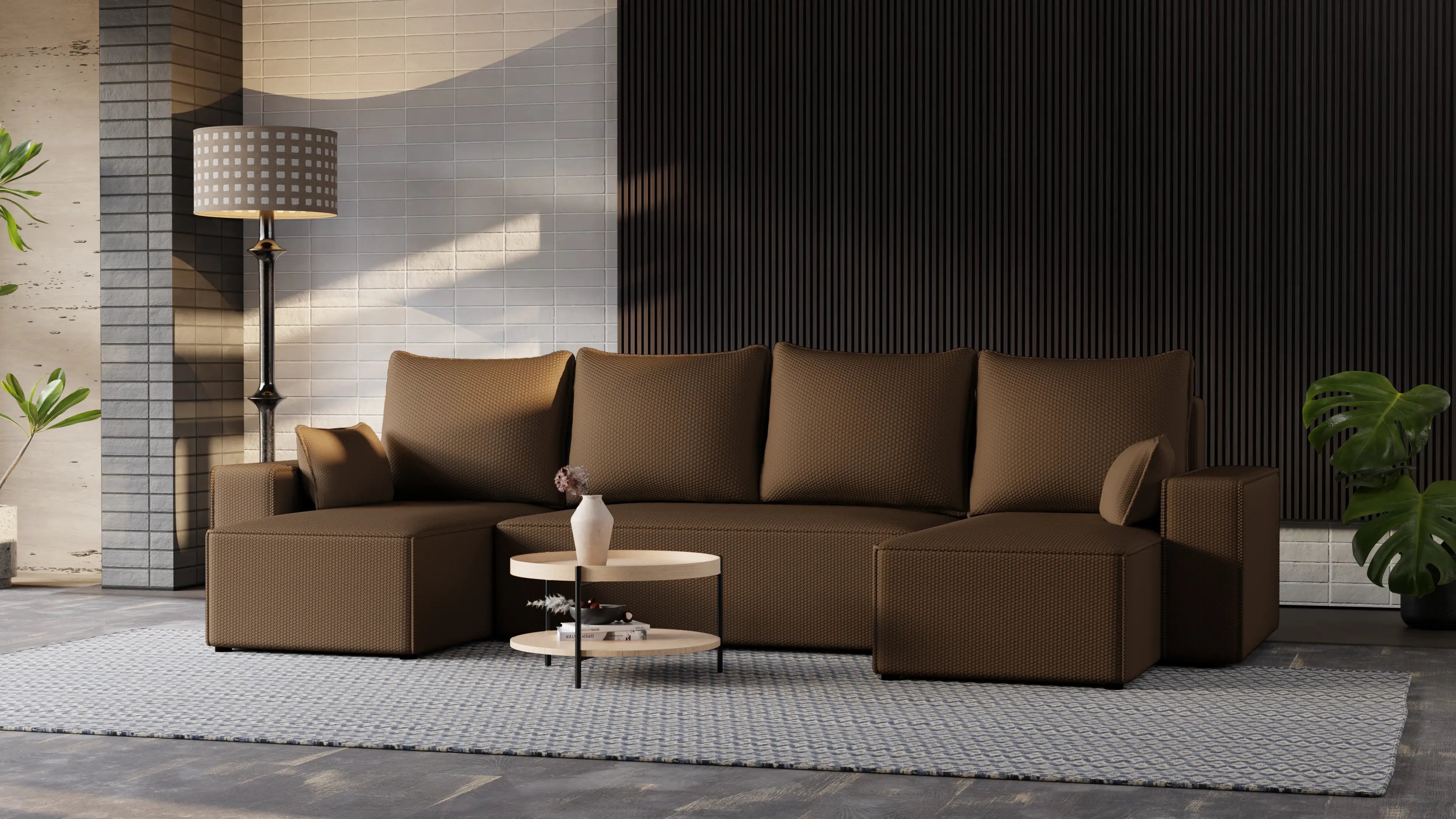 Narożnik Nexo U – rozkładany z pojemnikiem, wolnostojący