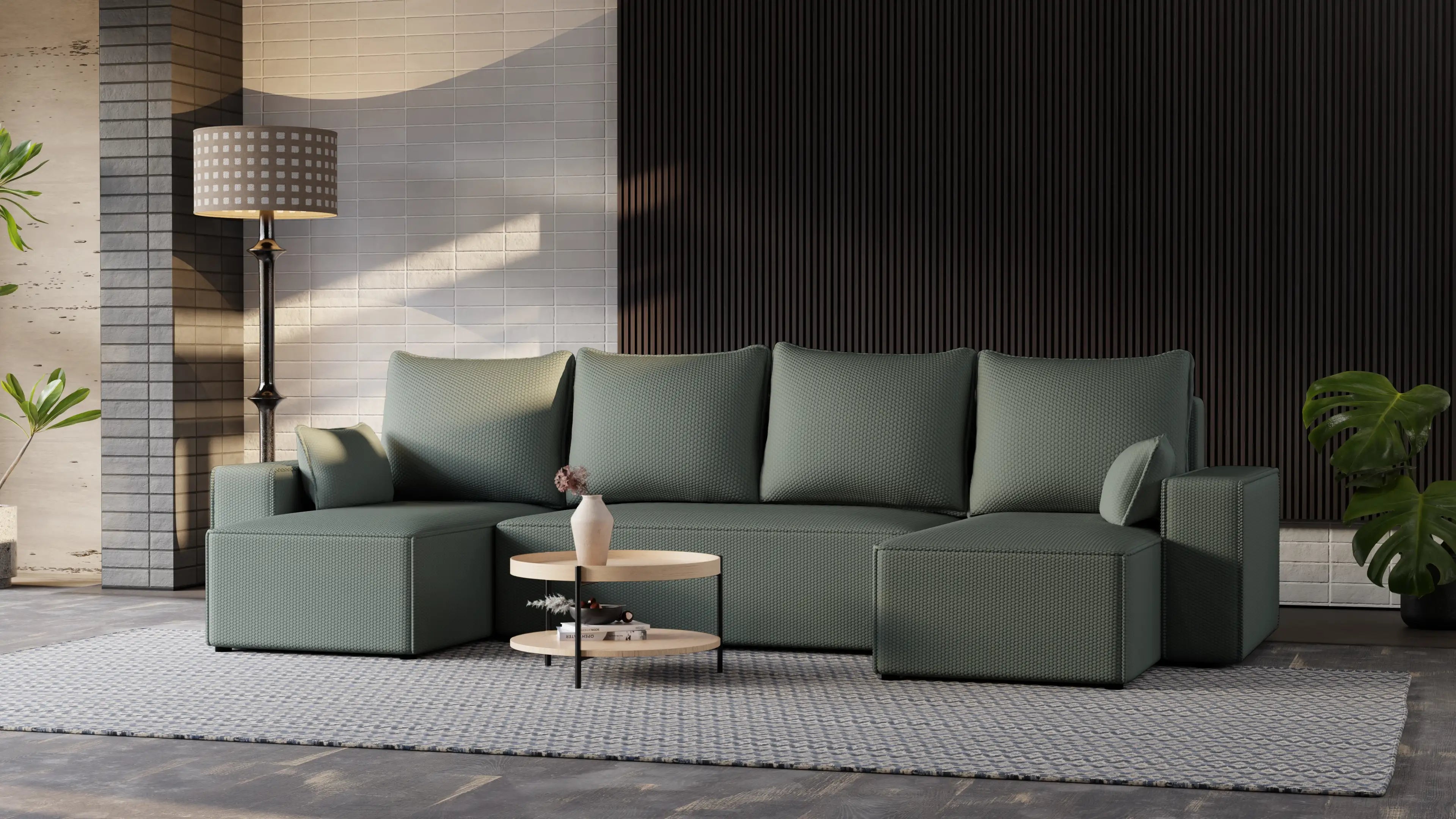 Narożnik Nexo U – rozkładany z pojemnikiem, wolnostojący