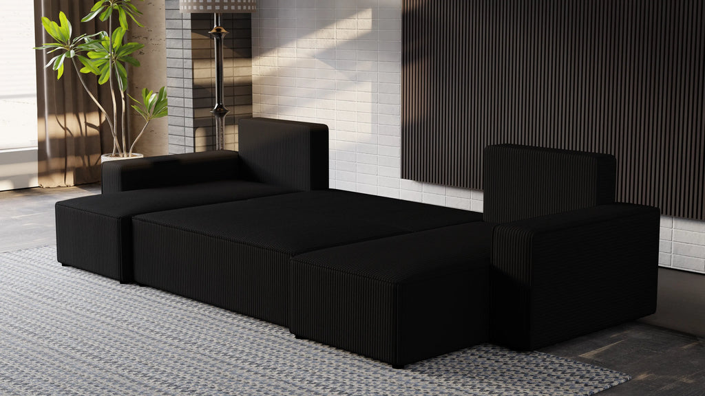 Narożnik Nexo U – uniwersalny rozkładany z pojemnikiem, tkanina POSO