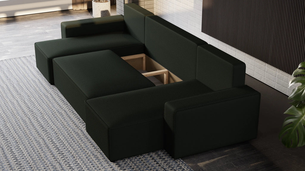 Narożnik Nexo U – rozkładany z pojemnikiem, wolnostojący