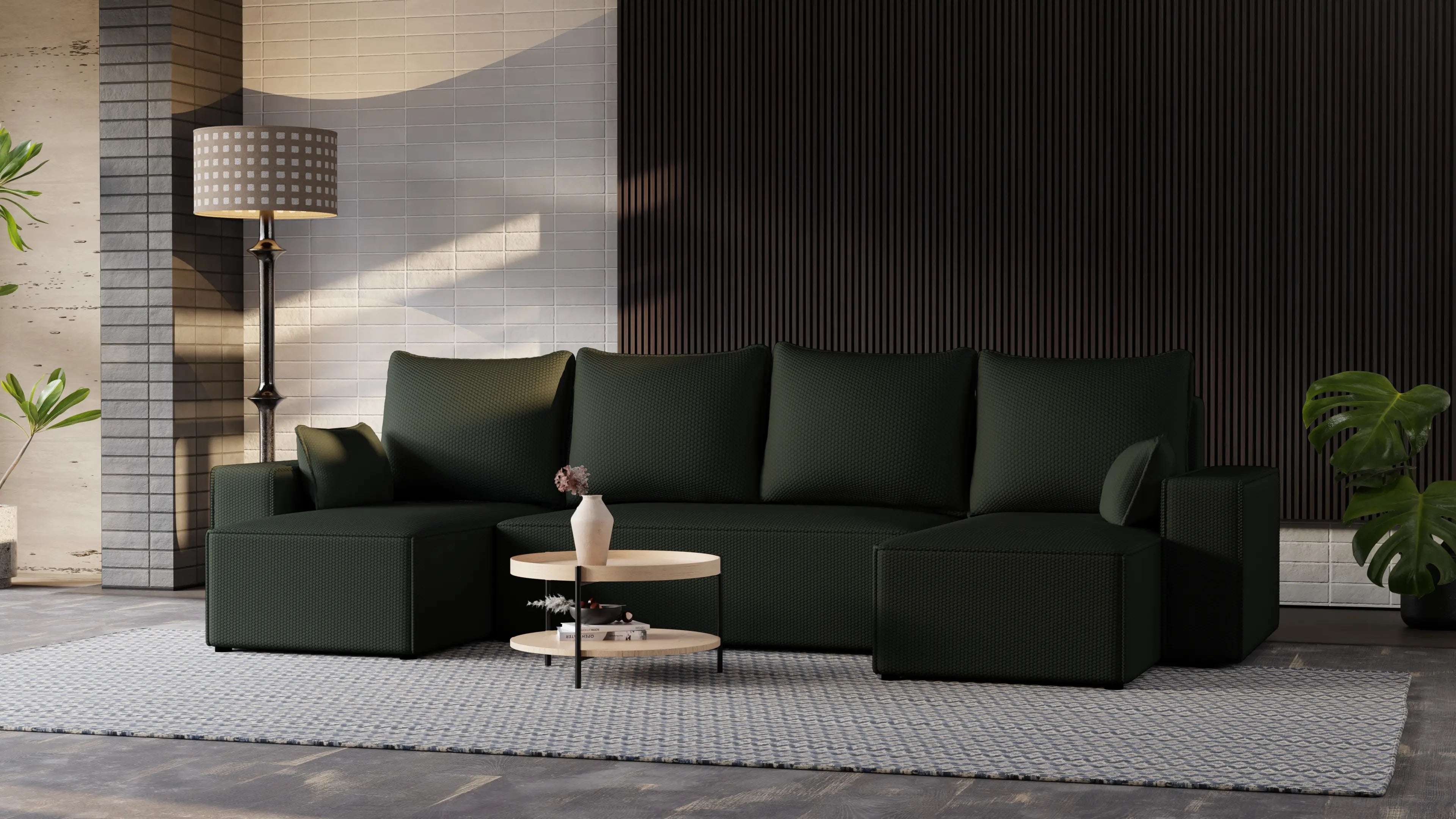 Narożnik Nexo U – rozkładany z pojemnikiem, wolnostojący