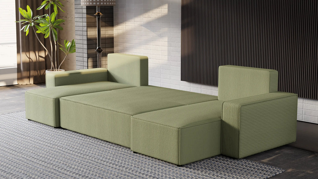 Narożnik Nexo U – uniwersalny rozkładany z pojemnikiem, tkanina POSO