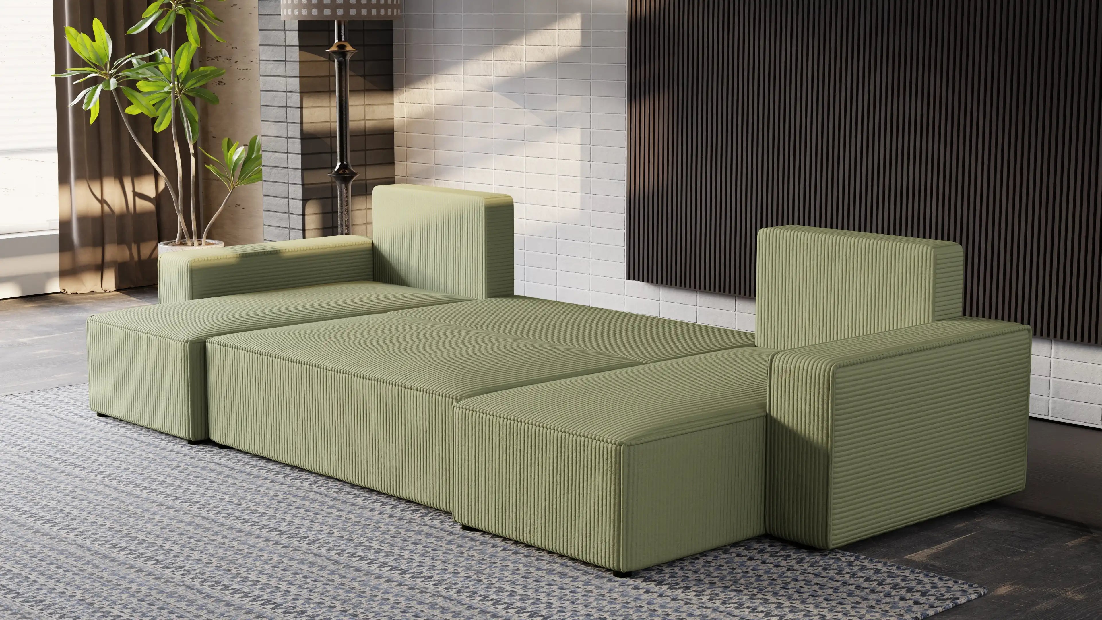 Narożnik Nexo U – uniwersalny rozkładany z pojemnikiem, tkanina POSO