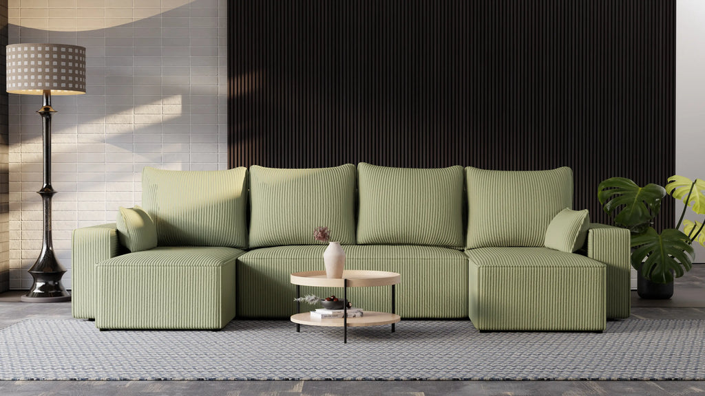 Narożnik Nexo U – uniwersalny rozkładany z pojemnikiem, tkanina POSO