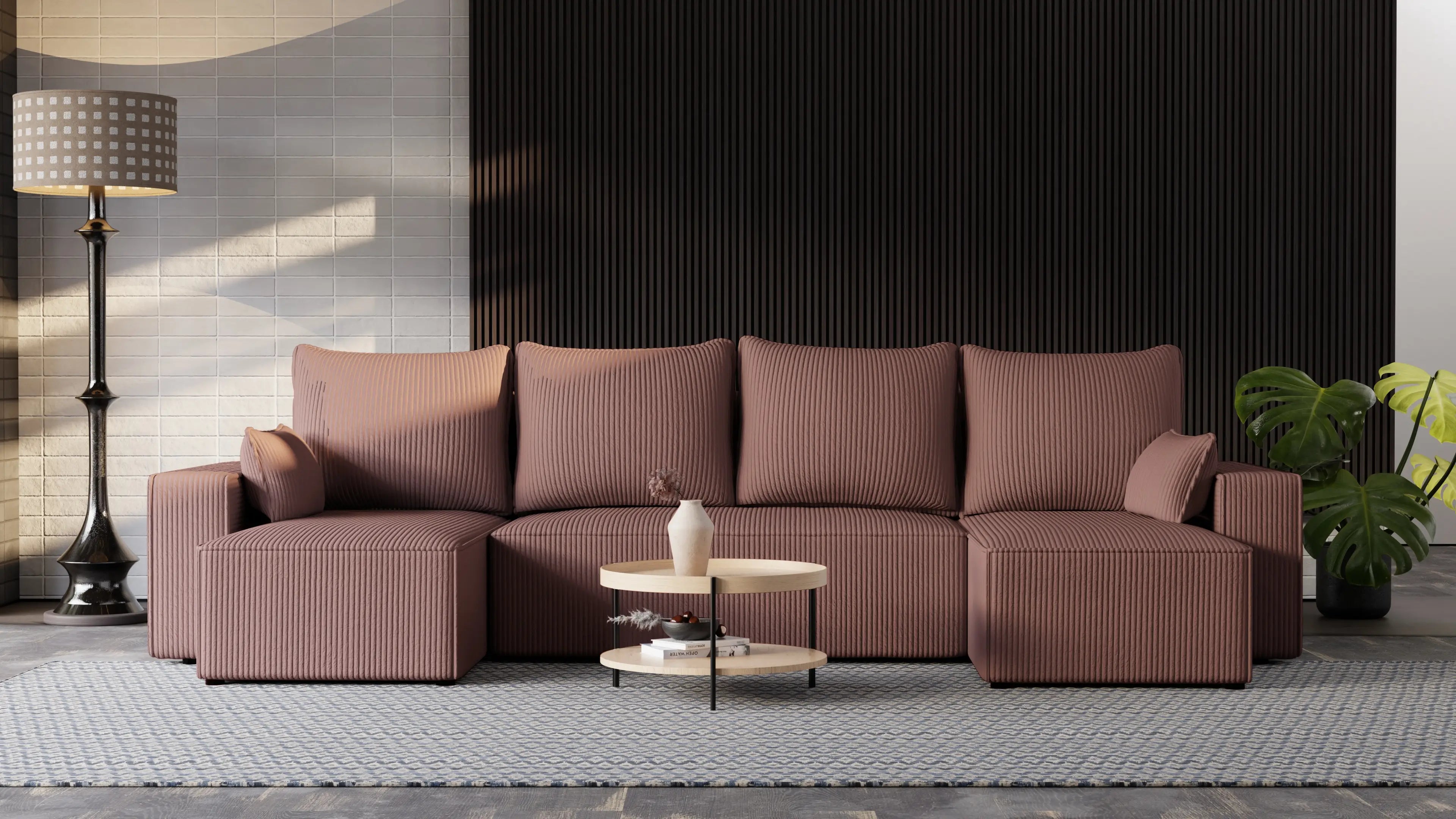 Narożnik Nexo U – uniwersalny rozkładany z pojemnikiem, tkanina POSO