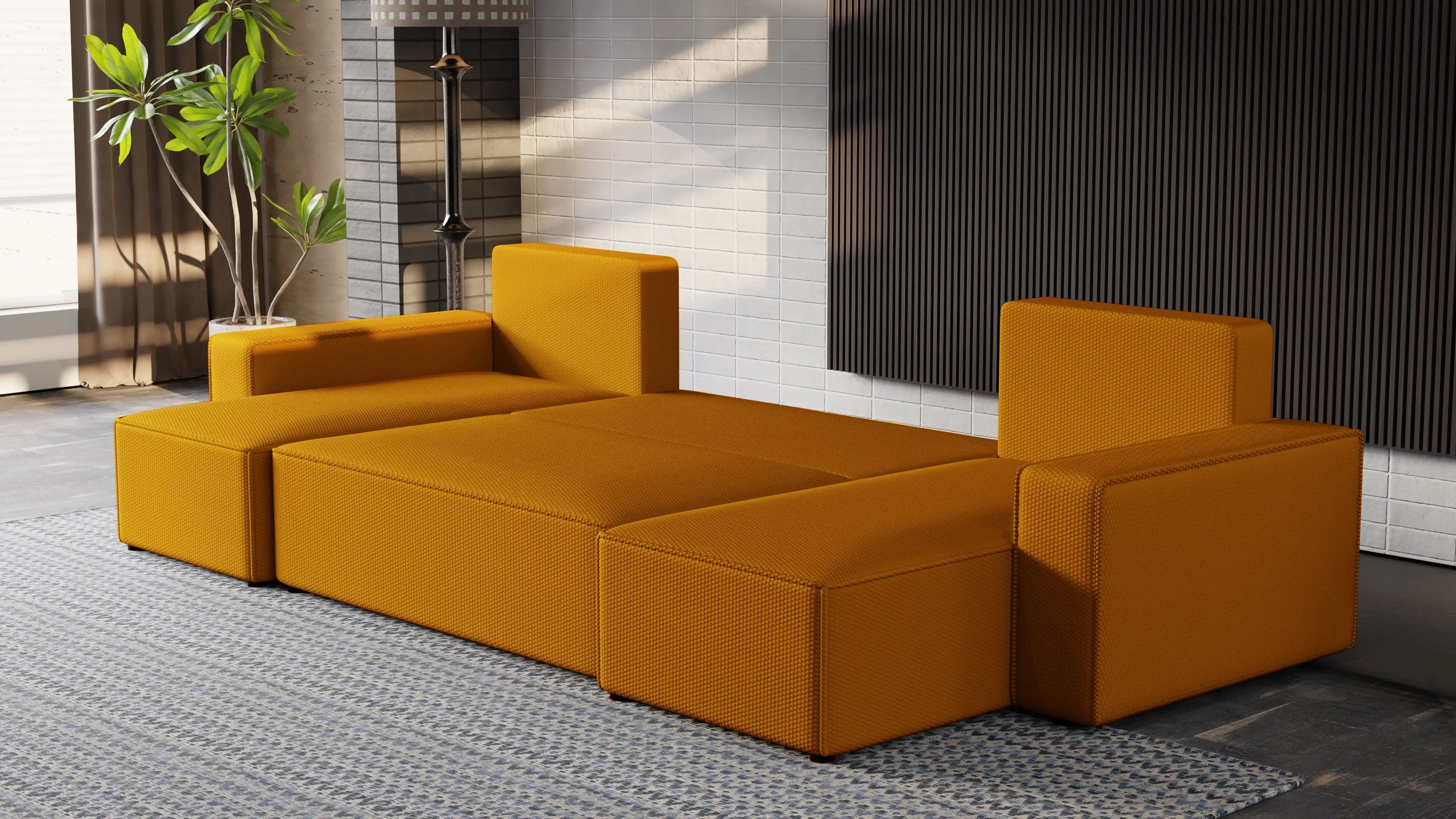 Narożnik Nexo U – rozkładany z pojemnikiem, wolnostojący