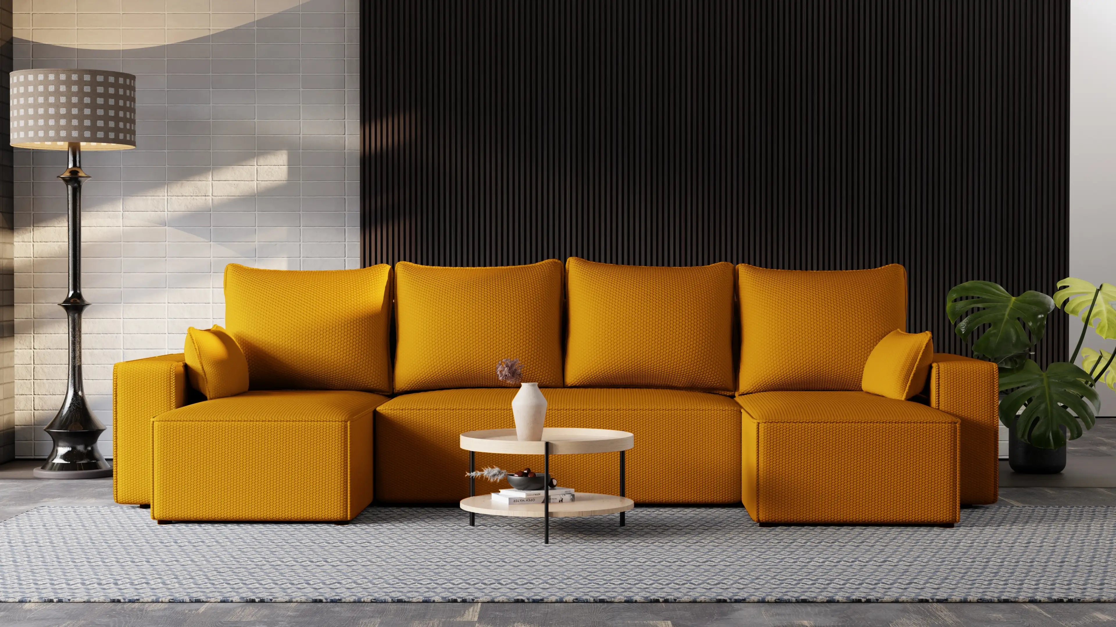 Narożnik Nexo U – rozkładany z pojemnikiem, wolnostojący