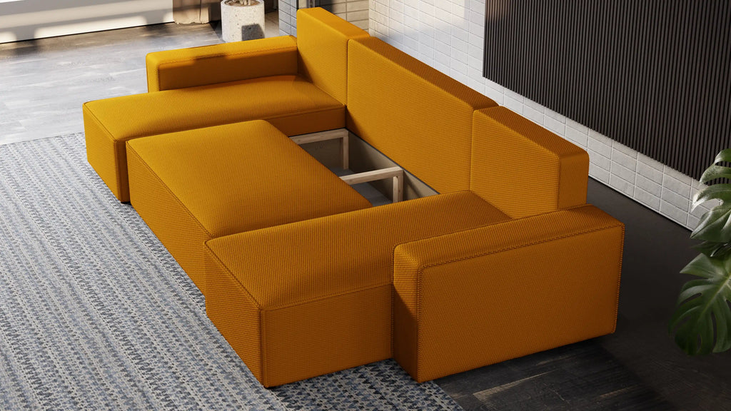 Narożnik Nexo U – rozkładany z pojemnikiem, wolnostojący