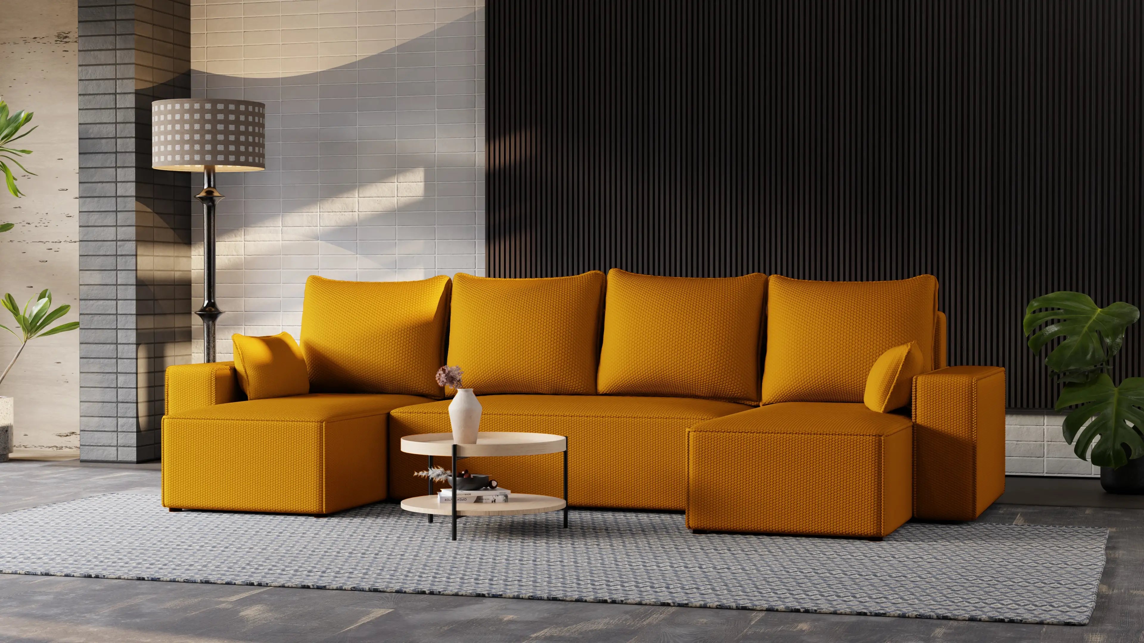 Narożnik Nexo U – rozkładany z pojemnikiem, wolnostojący