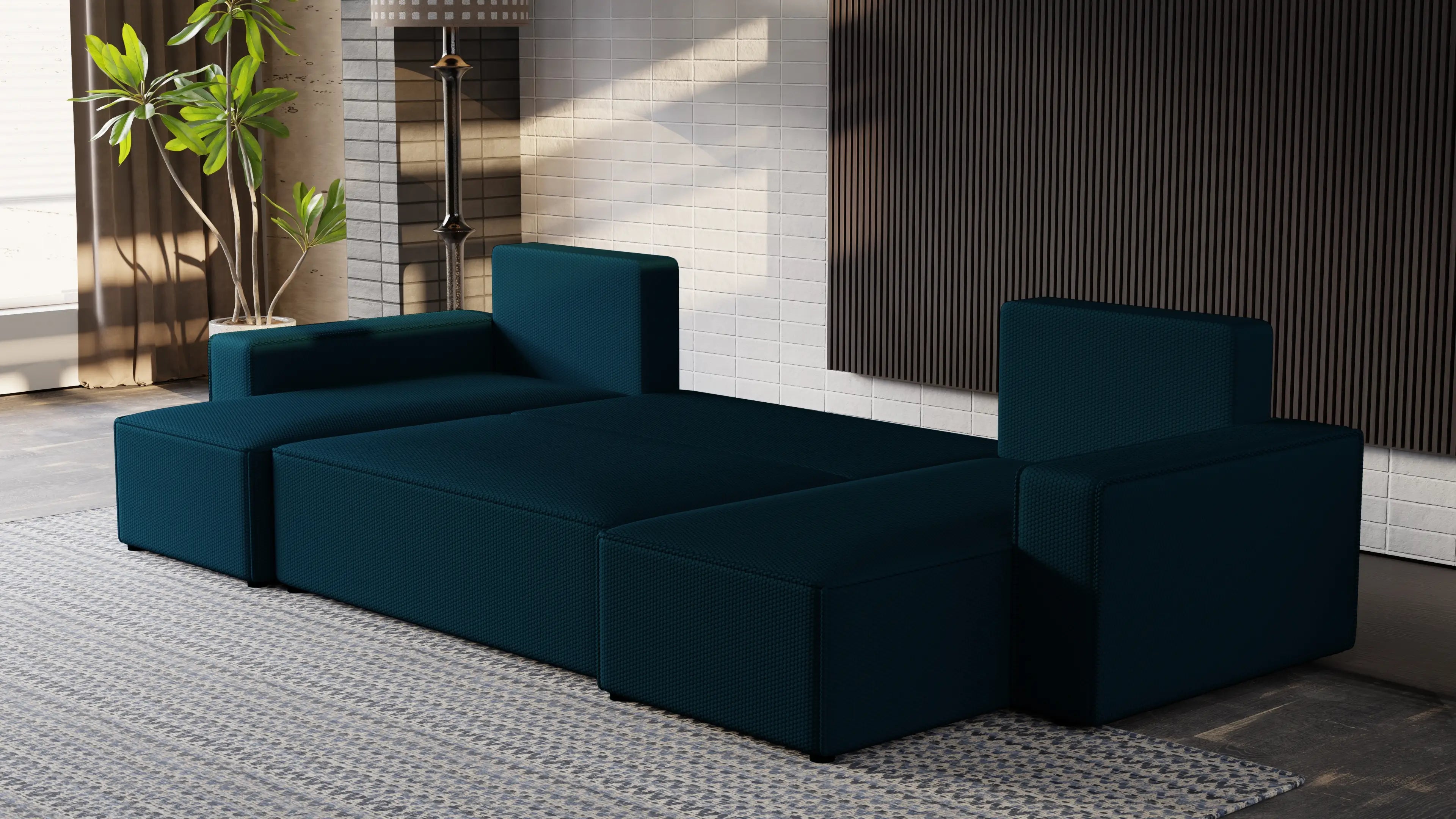 Narożnik Nexo U – rozkładany z pojemnikiem, wolnostojący