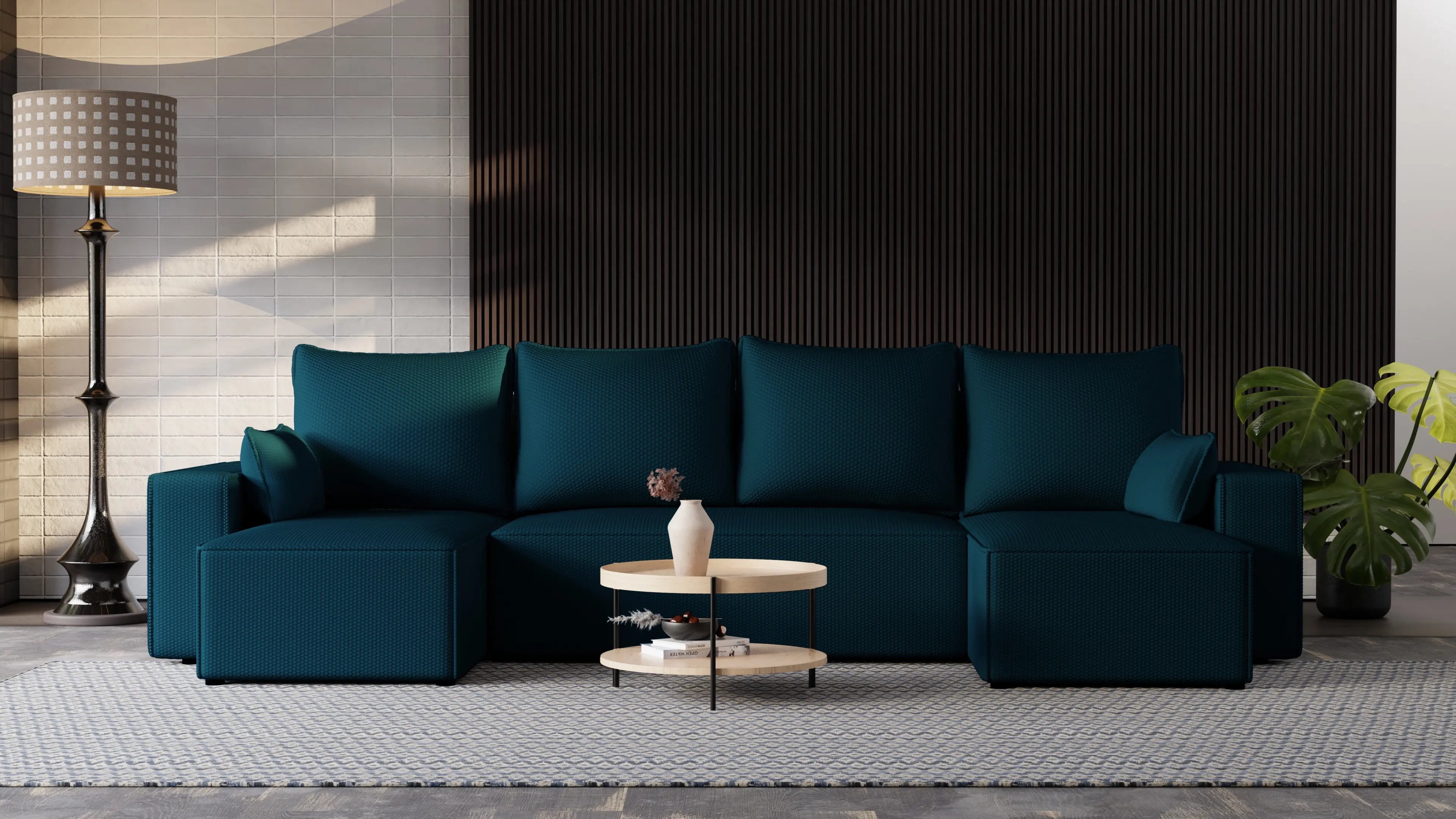 Narożnik Nexo U – rozkładany z pojemnikiem, wolnostojący