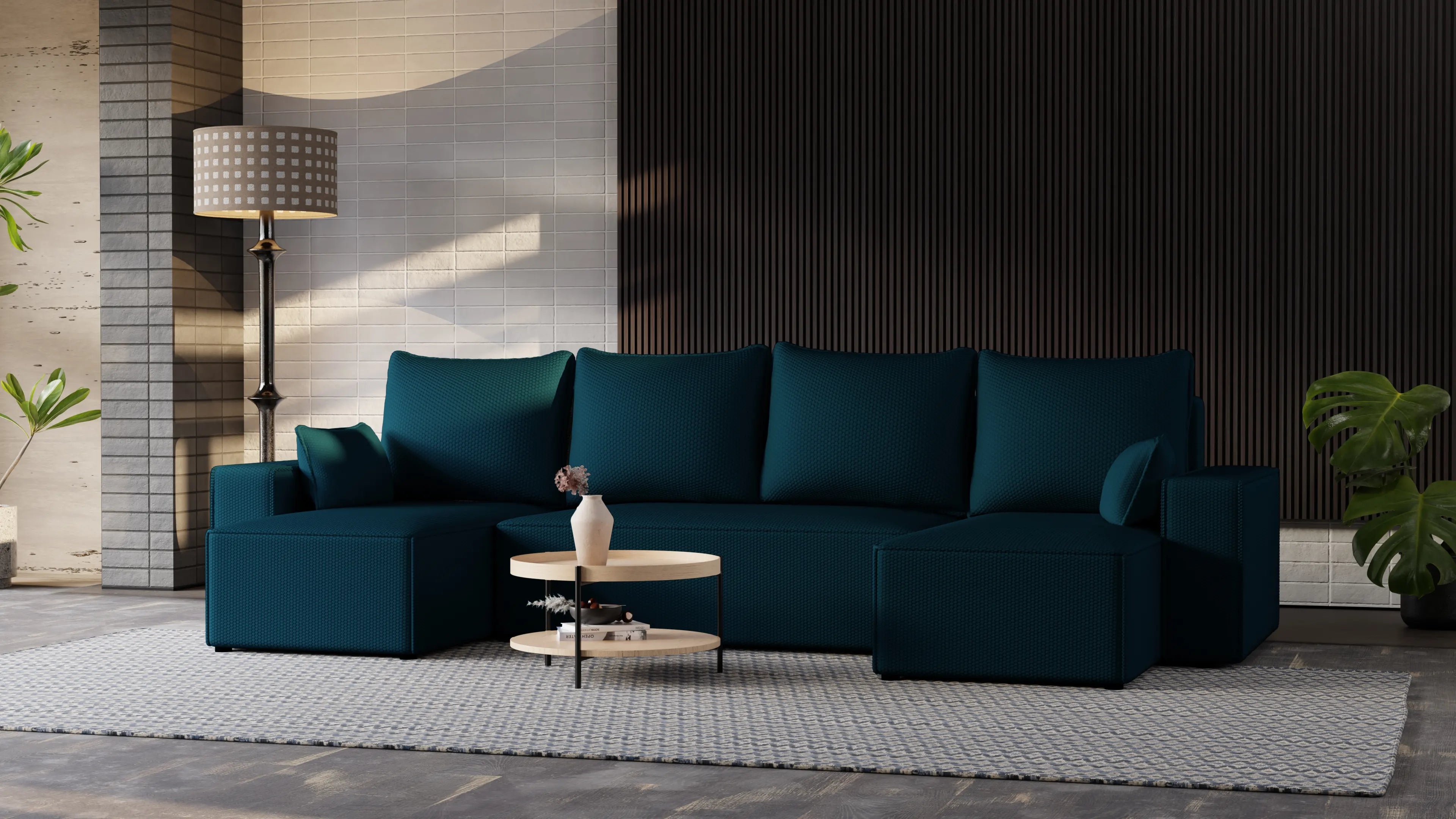 Narożnik Nexo U – rozkładany z pojemnikiem, wolnostojący