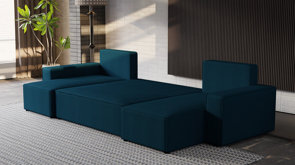 Narożnik Nexo U – uniwersalny rozkładany z pojemnikiem, tkanina POSO