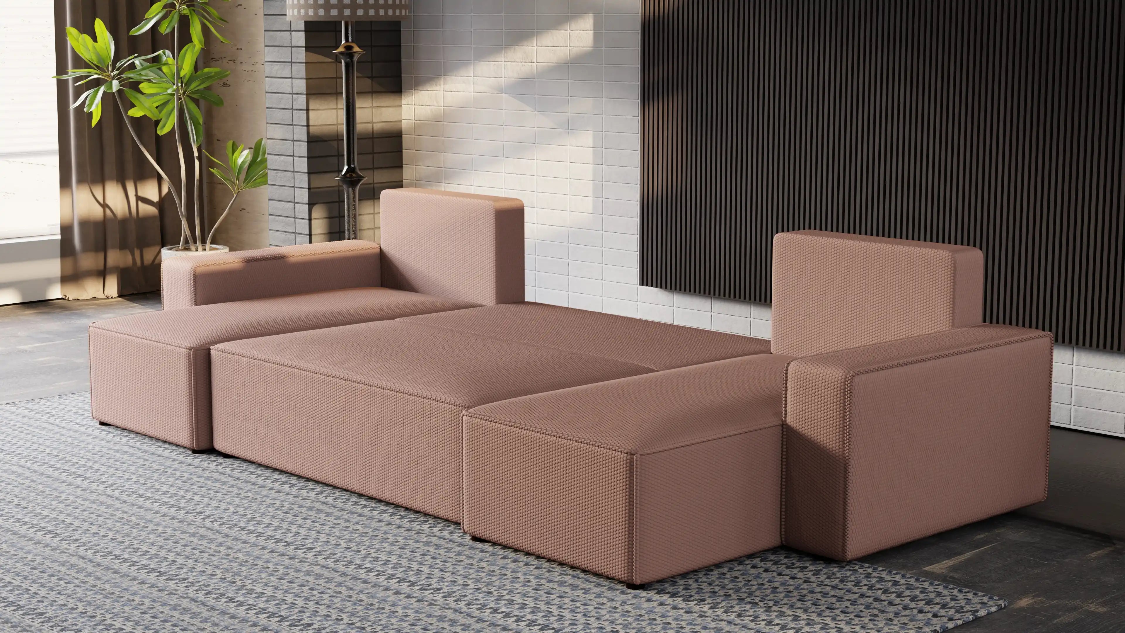 Narożnik Nexo U – rozkładany z pojemnikiem, wolnostojący