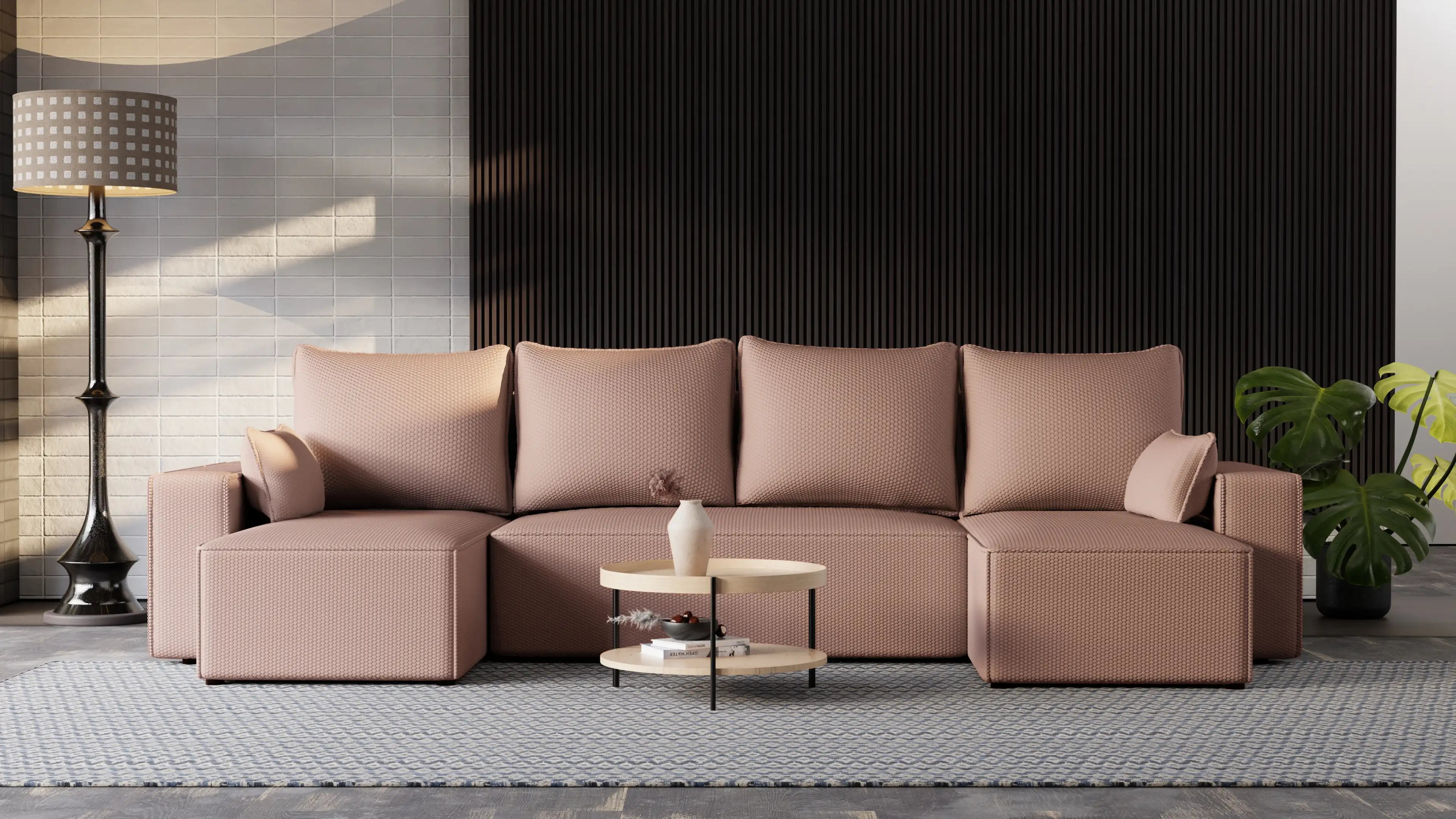 Narożnik Nexo U – rozkładany z pojemnikiem, wolnostojący