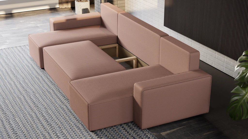 Narożnik Nexo U – rozkładany z pojemnikiem, wolnostojący