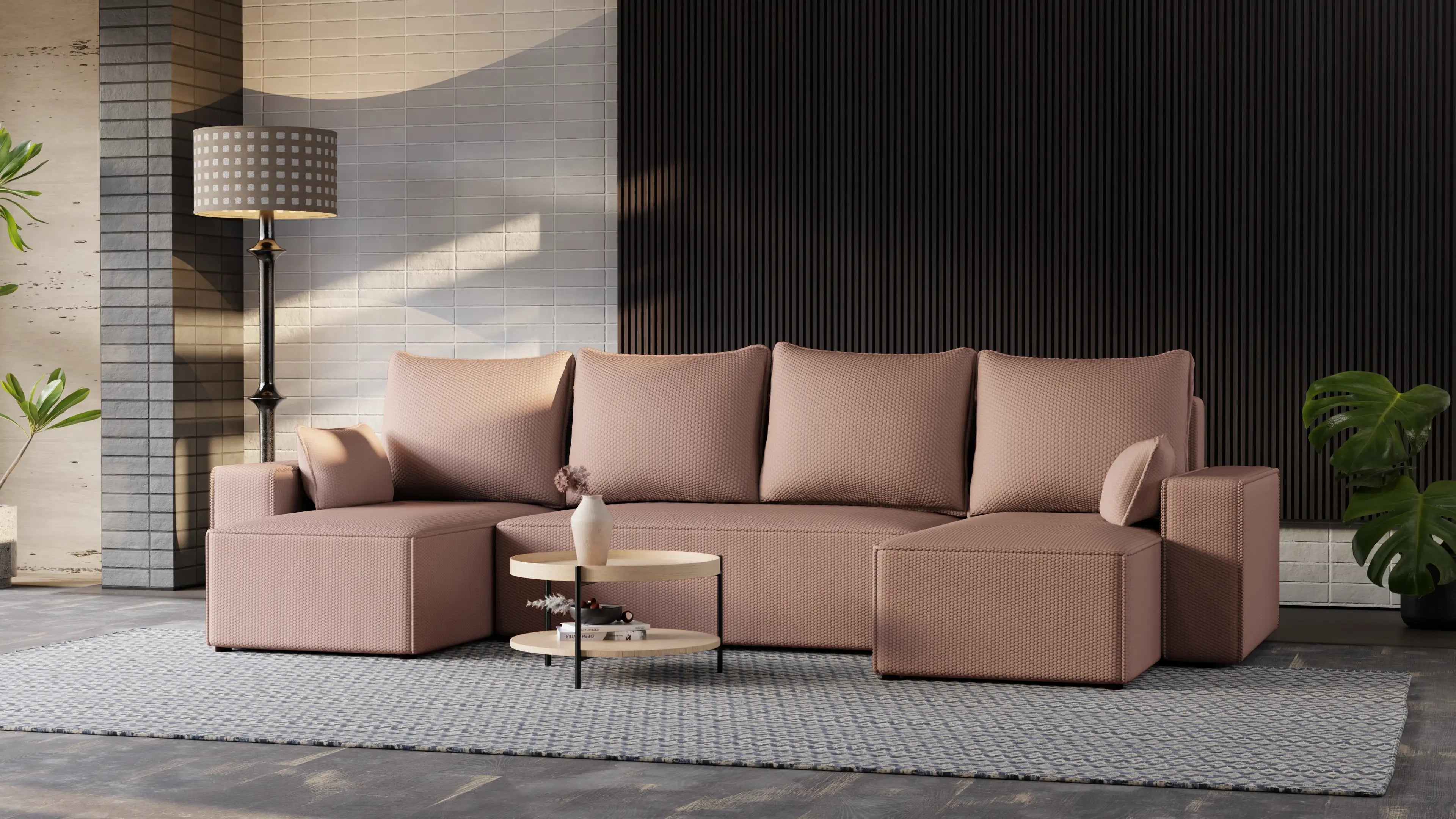 Narożnik Nexo U – rozkładany z pojemnikiem, wolnostojący