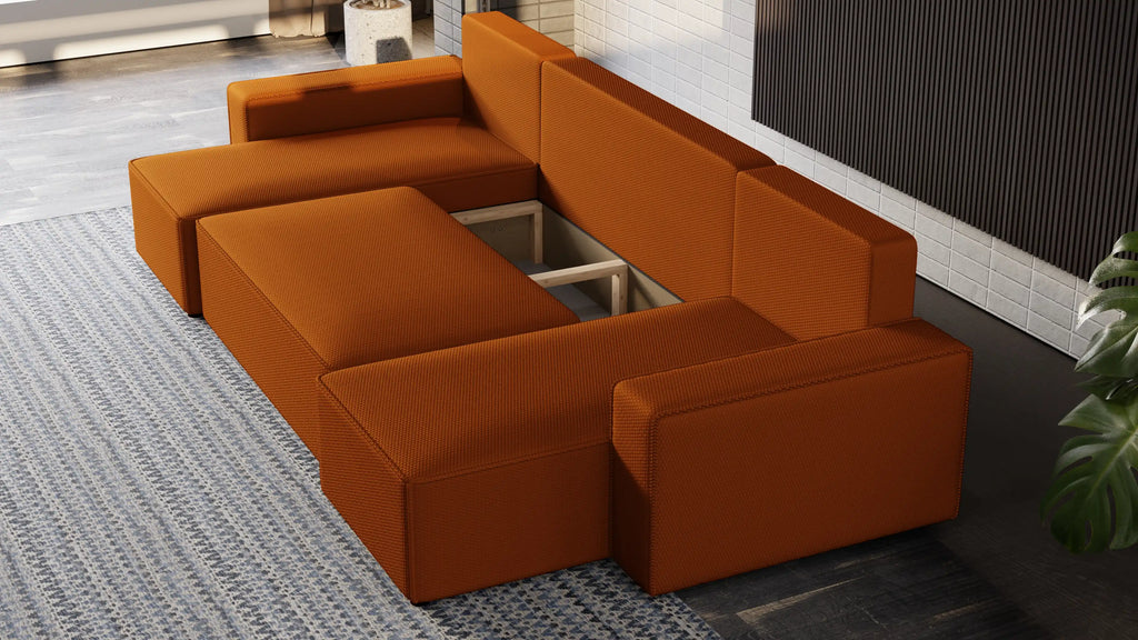 Narożnik Nexo U – rozkładany z pojemnikiem, wolnostojący