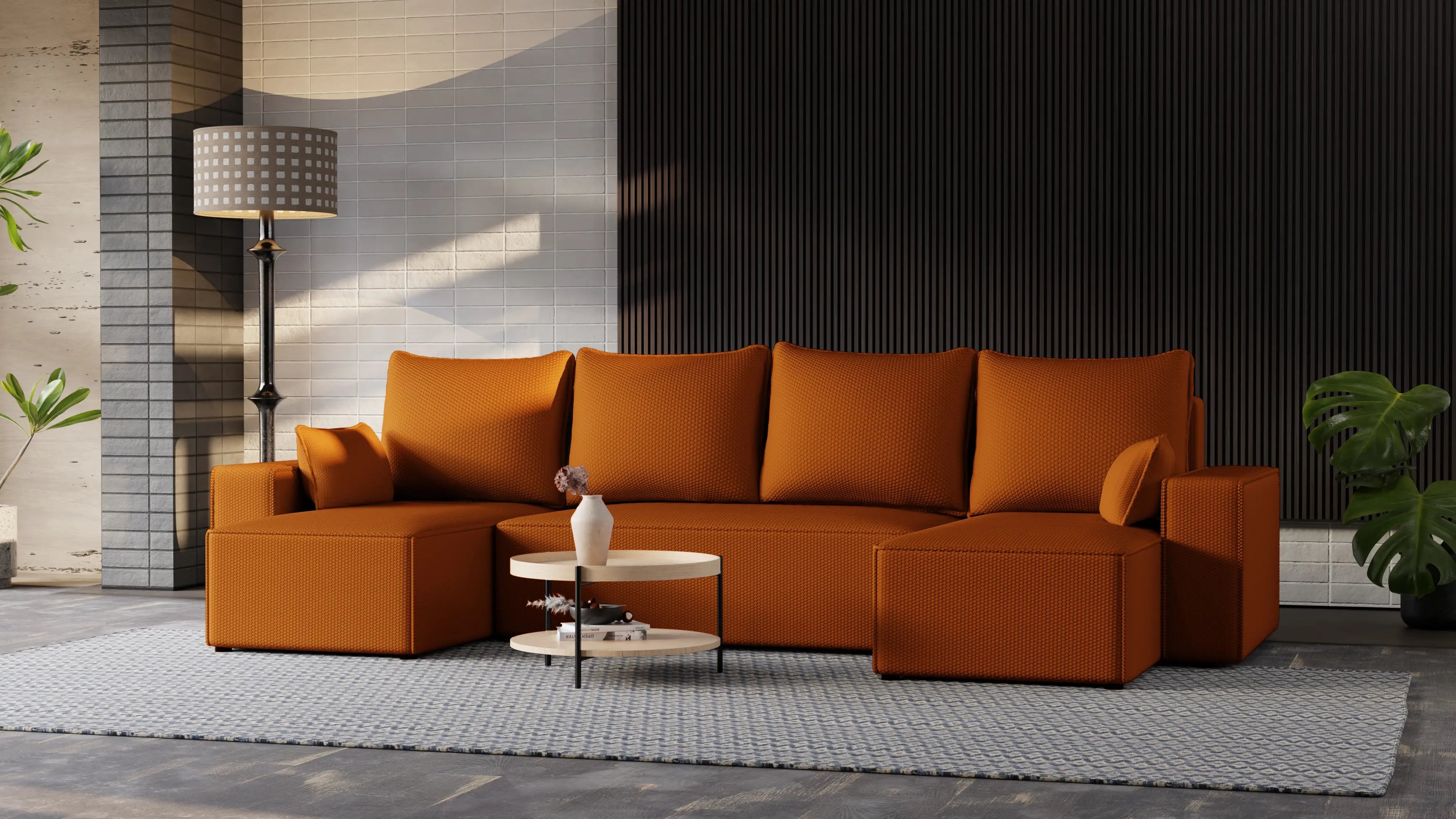 Narożnik Nexo U – rozkładany z pojemnikiem, wolnostojący