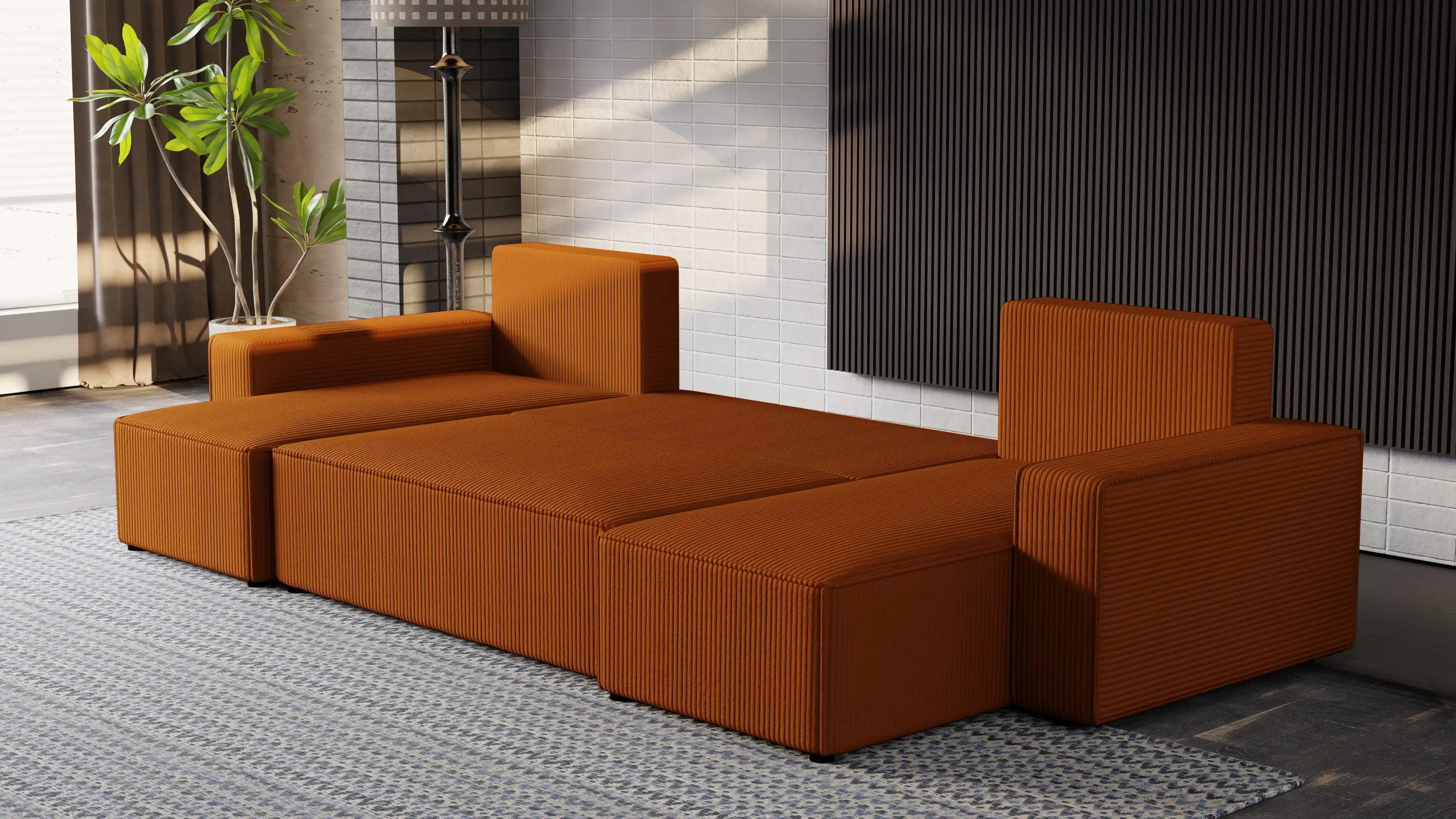 Narożnik Nexo U – uniwersalny rozkładany z pojemnikiem, tkanina POSO