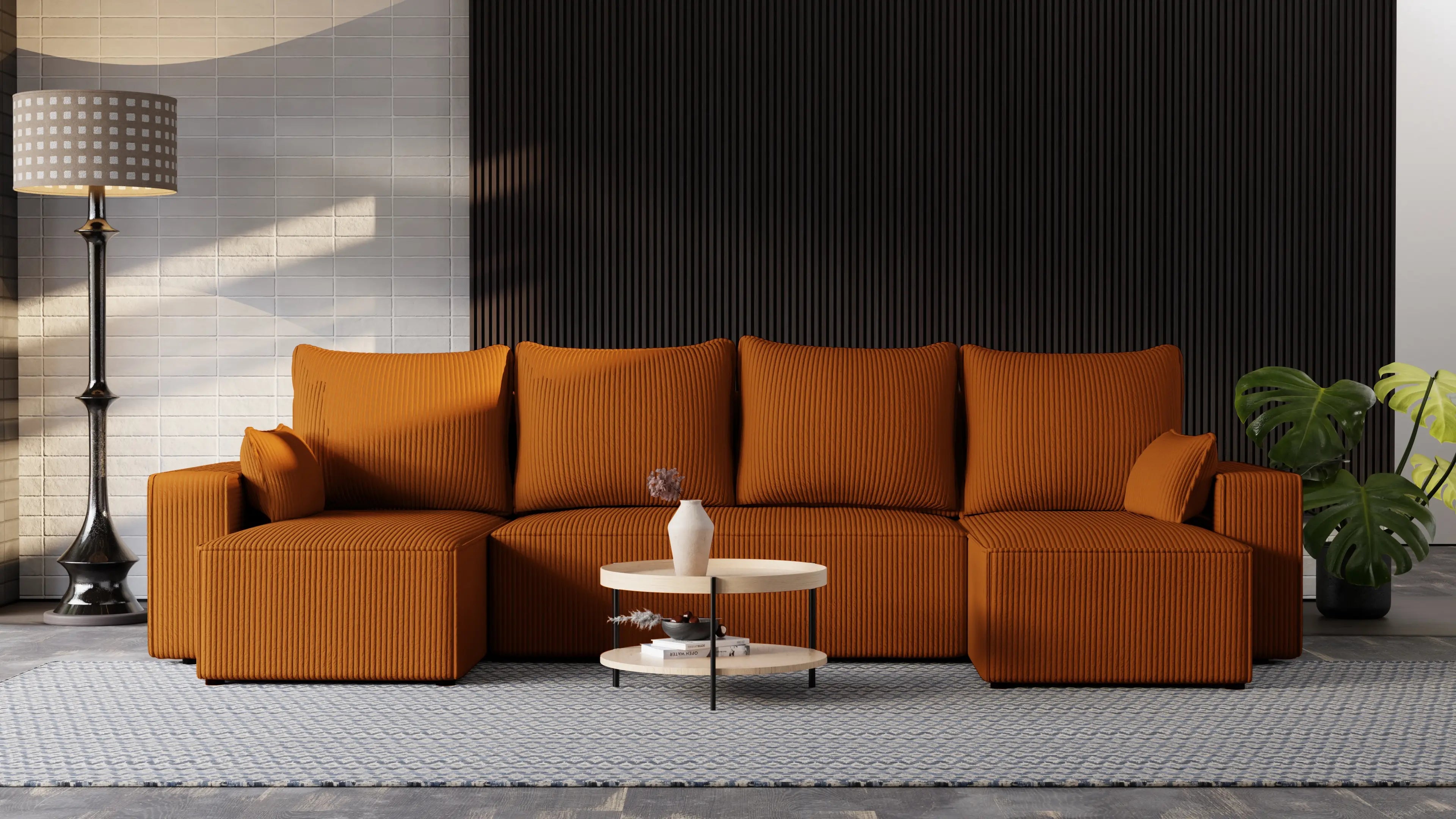 Narożnik Nexo U – uniwersalny rozkładany z pojemnikiem, tkanina POSO