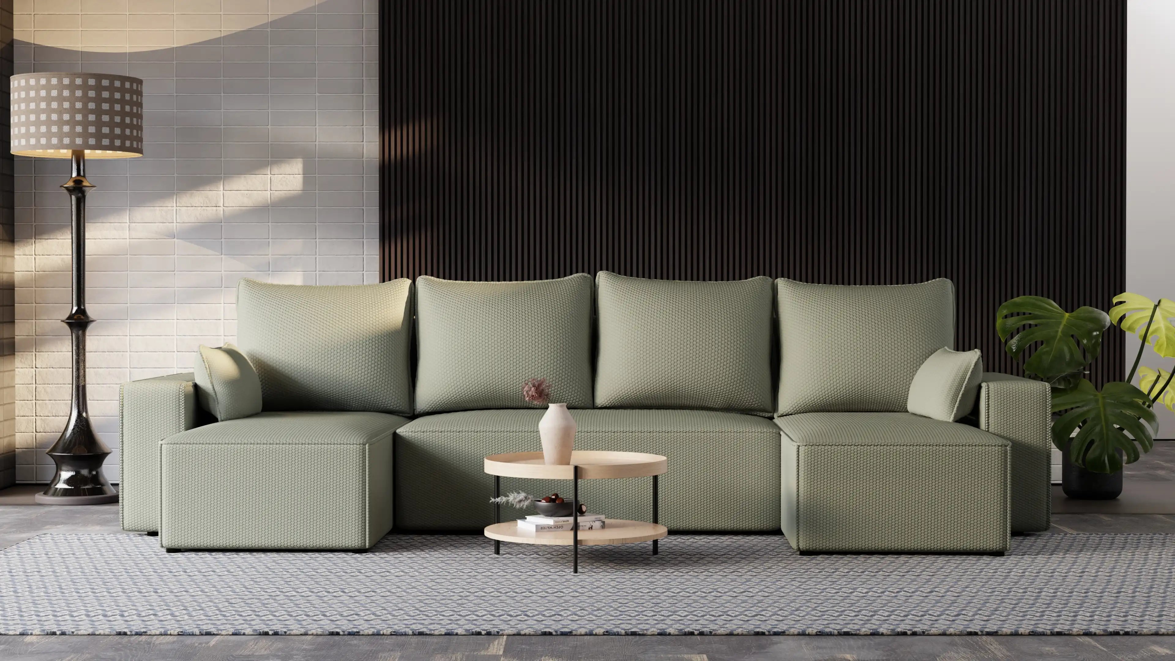 Narożnik Nexo U – rozkładany z pojemnikiem, wolnostojący