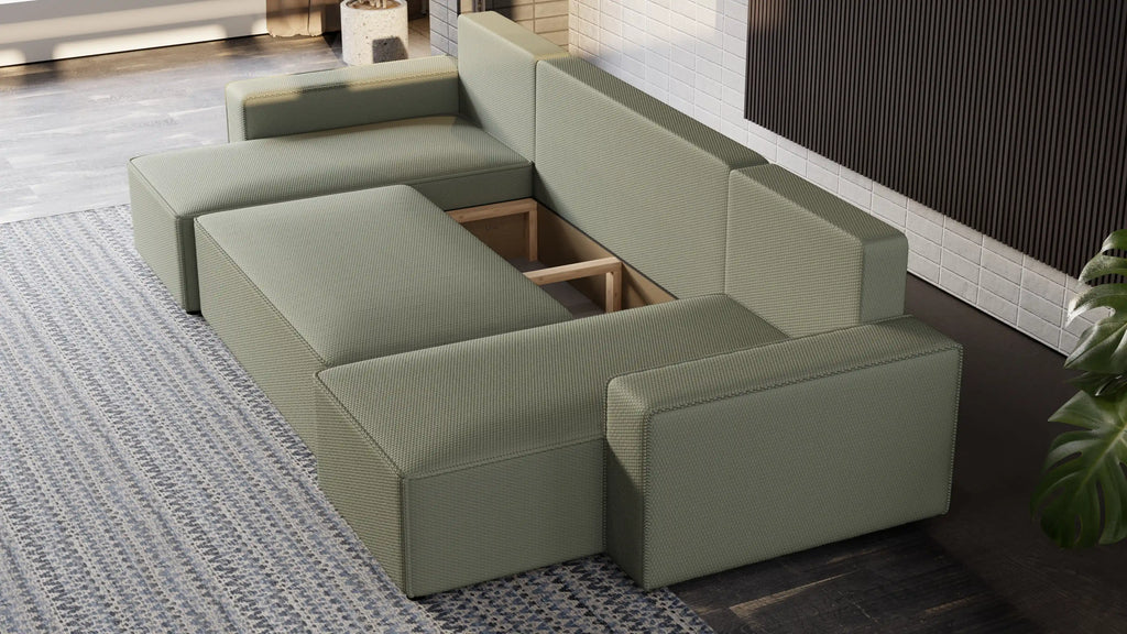 Narożnik Nexo U – rozkładany z pojemnikiem, wolnostojący