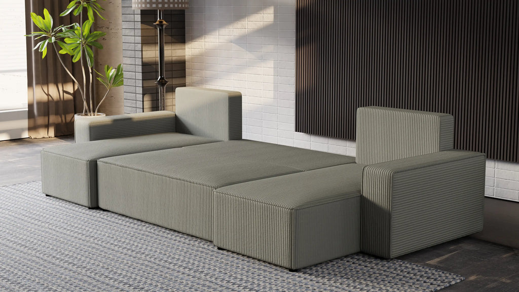 Narożnik Nexo U – uniwersalny rozkładany z pojemnikiem, tkanina POSO