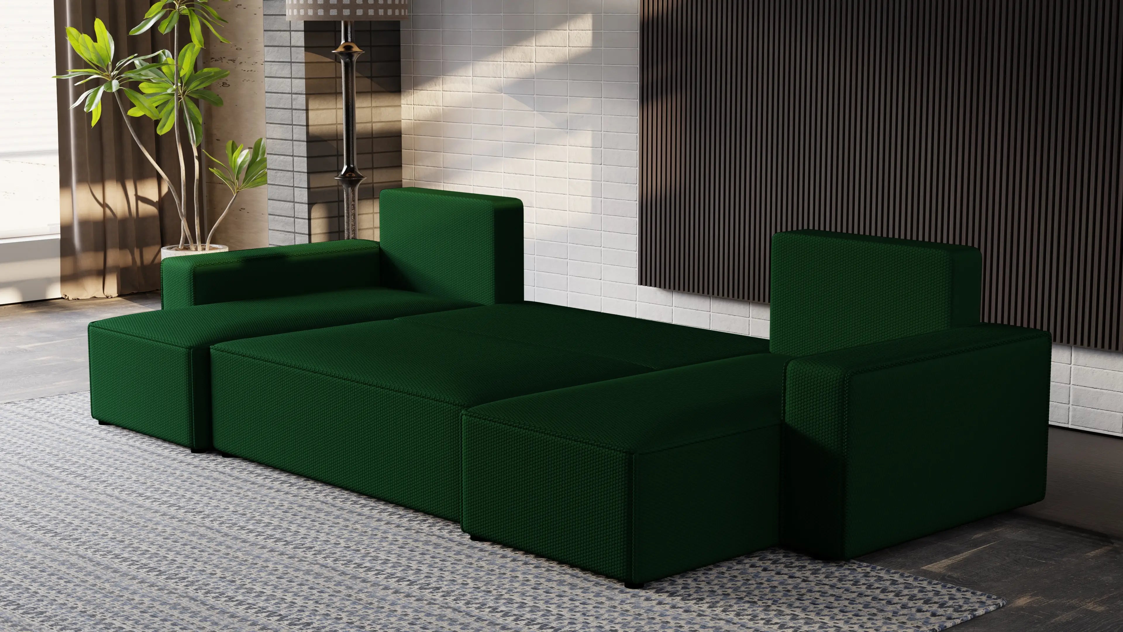 Narożnik Nexo U – rozkładany z pojemnikiem, wolnostojący