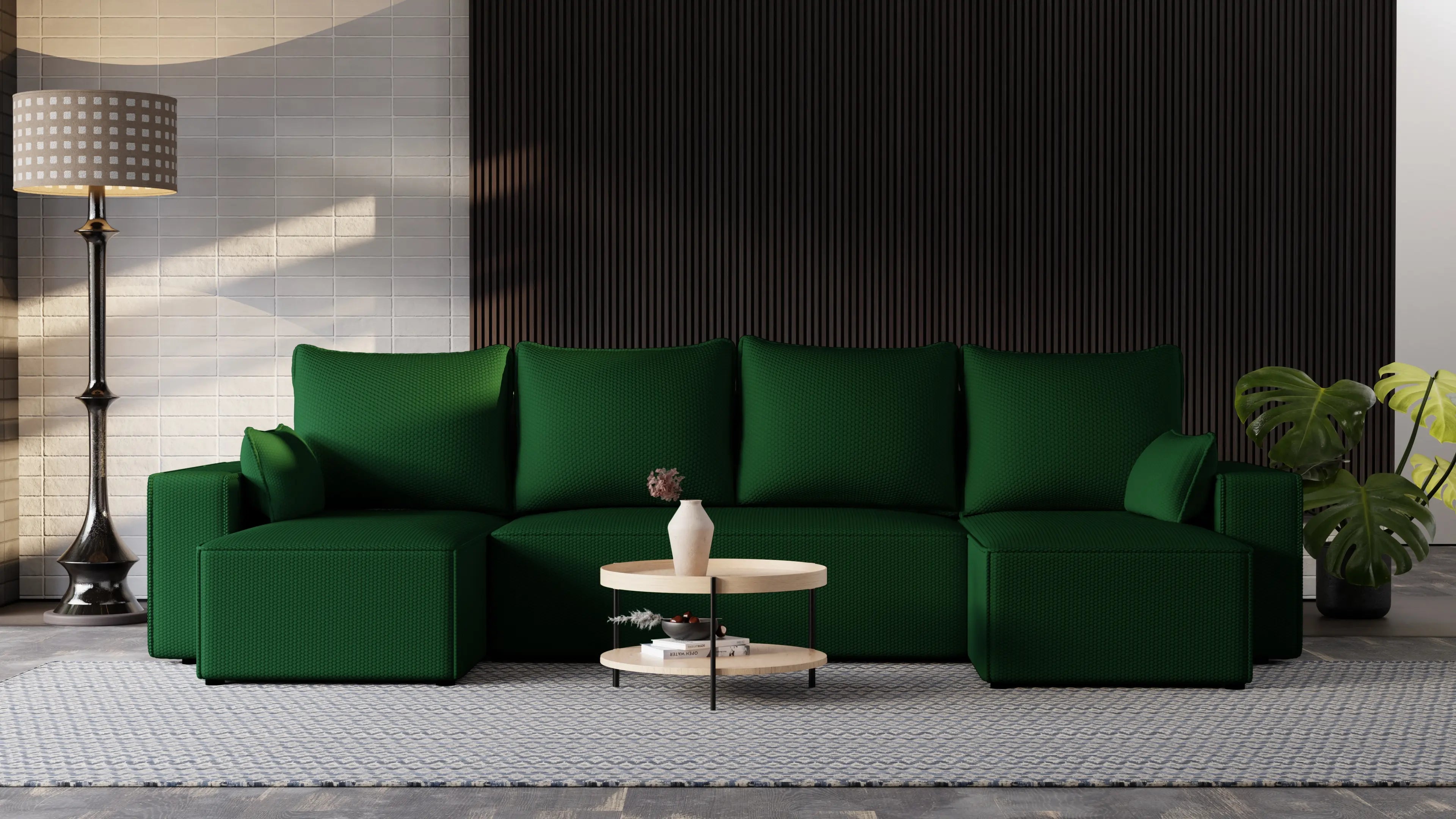 Narożnik Nexo U – rozkładany z pojemnikiem, wolnostojący