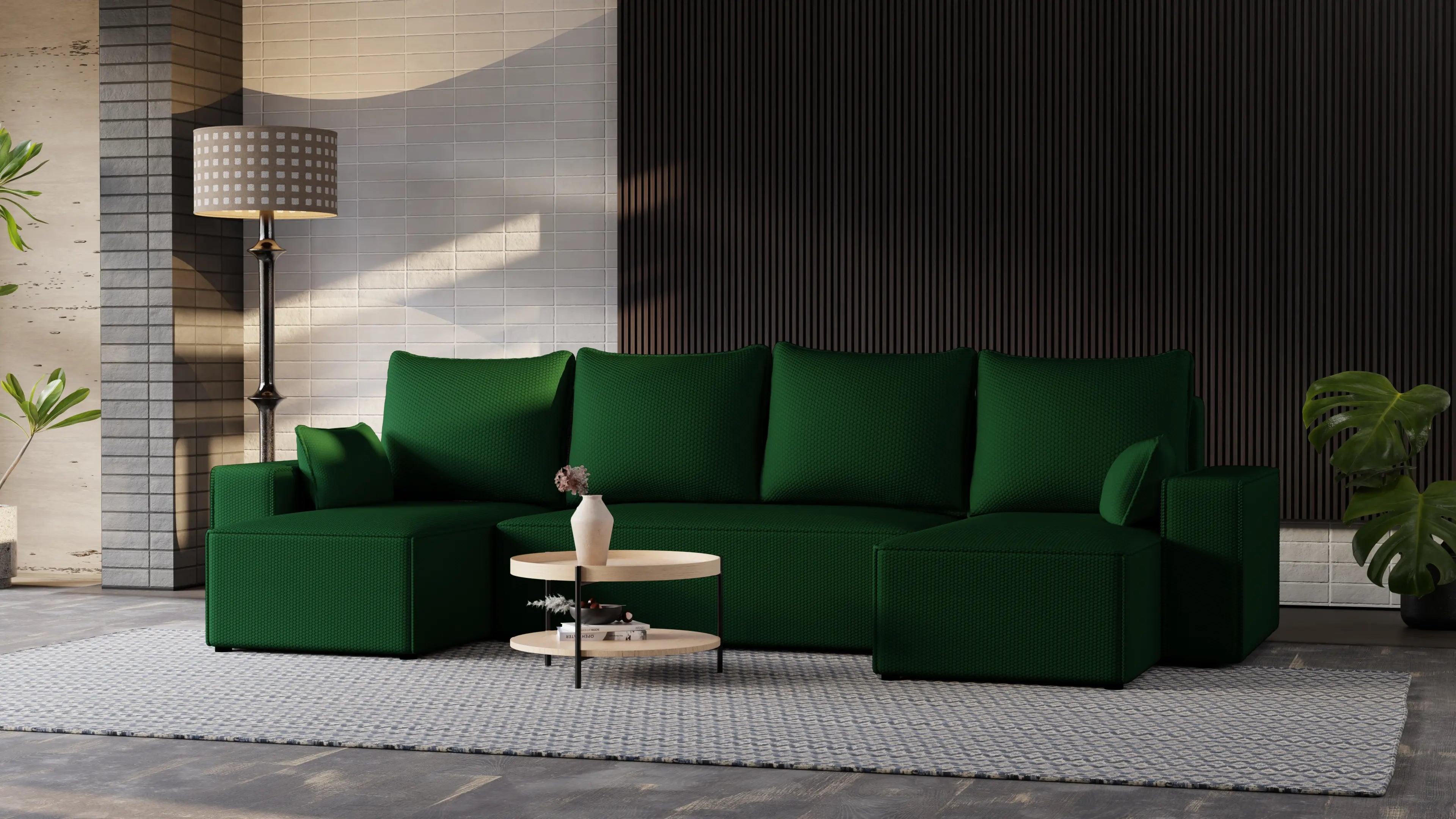 Narożnik Nexo U – rozkładany z pojemnikiem, wolnostojący