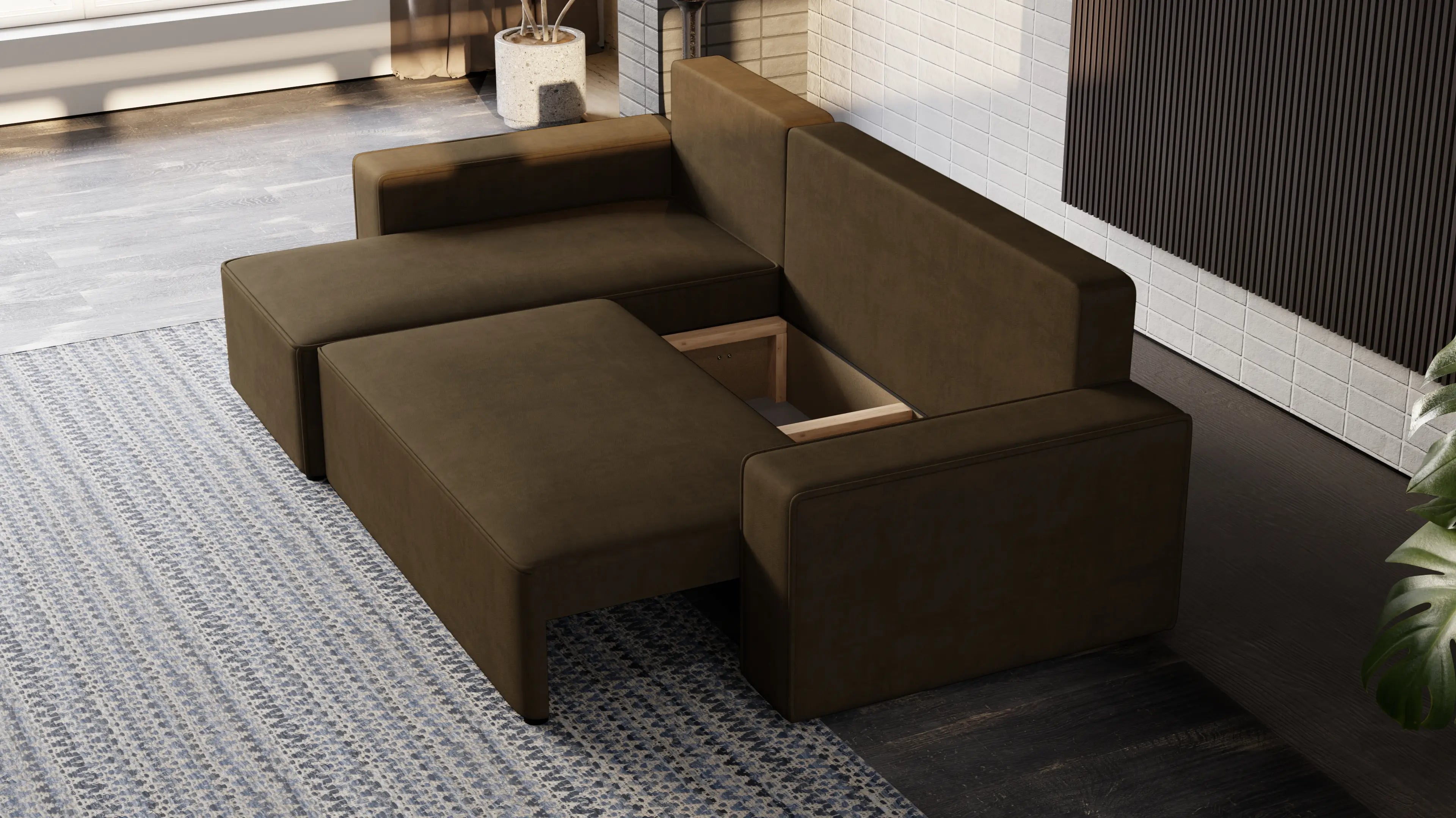 Narożnik Nexo – uniwersalny, rozkładany, z pojemnikiem