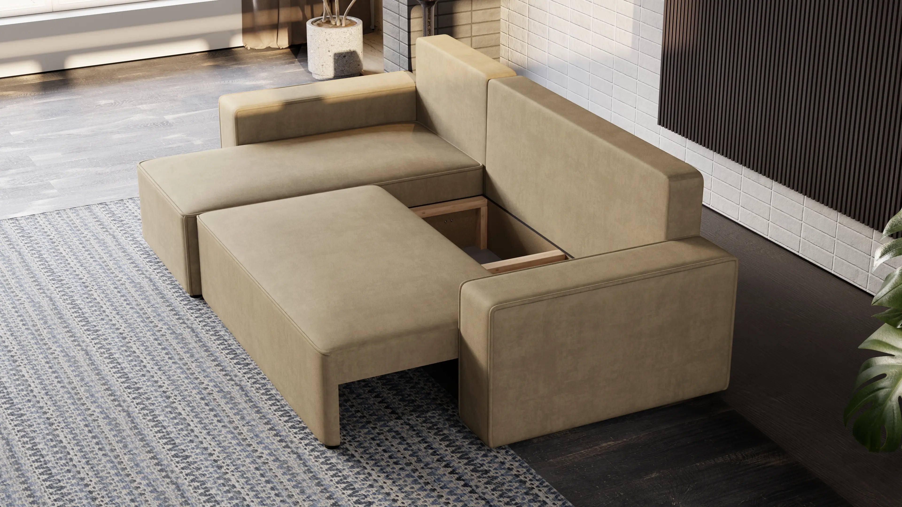 Narożnik Nexo – uniwersalny, rozkładany, z pojemnikiem