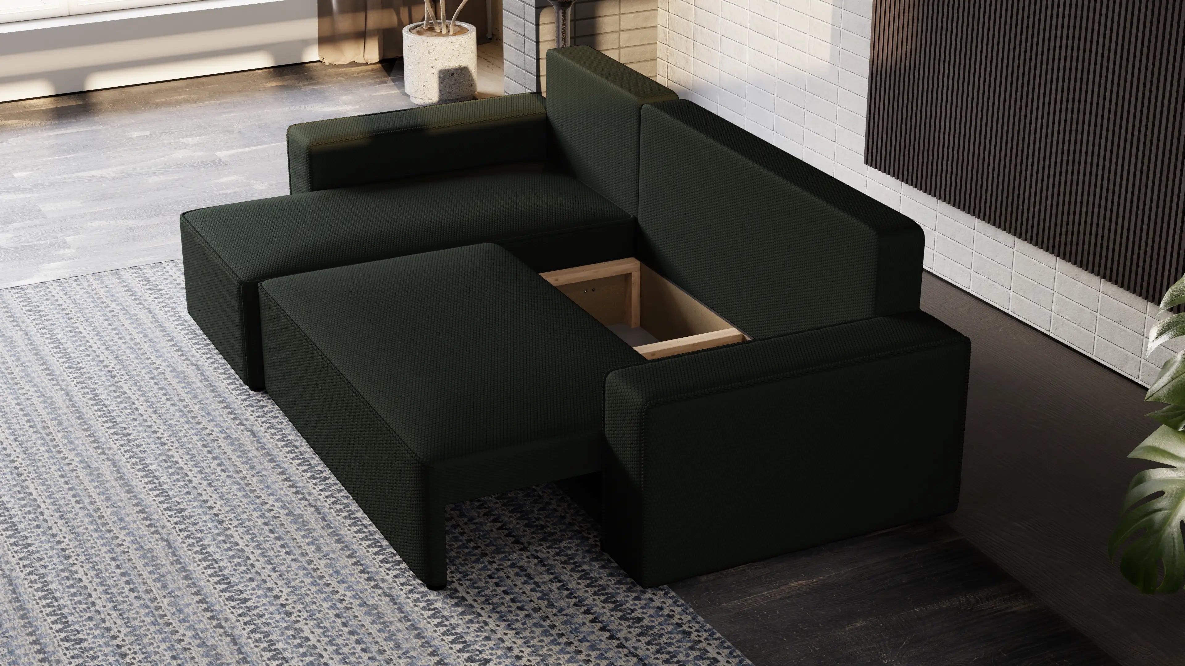 Narożnik Nexo L uniwersalny – funkcja spania, pojemnik na pościel