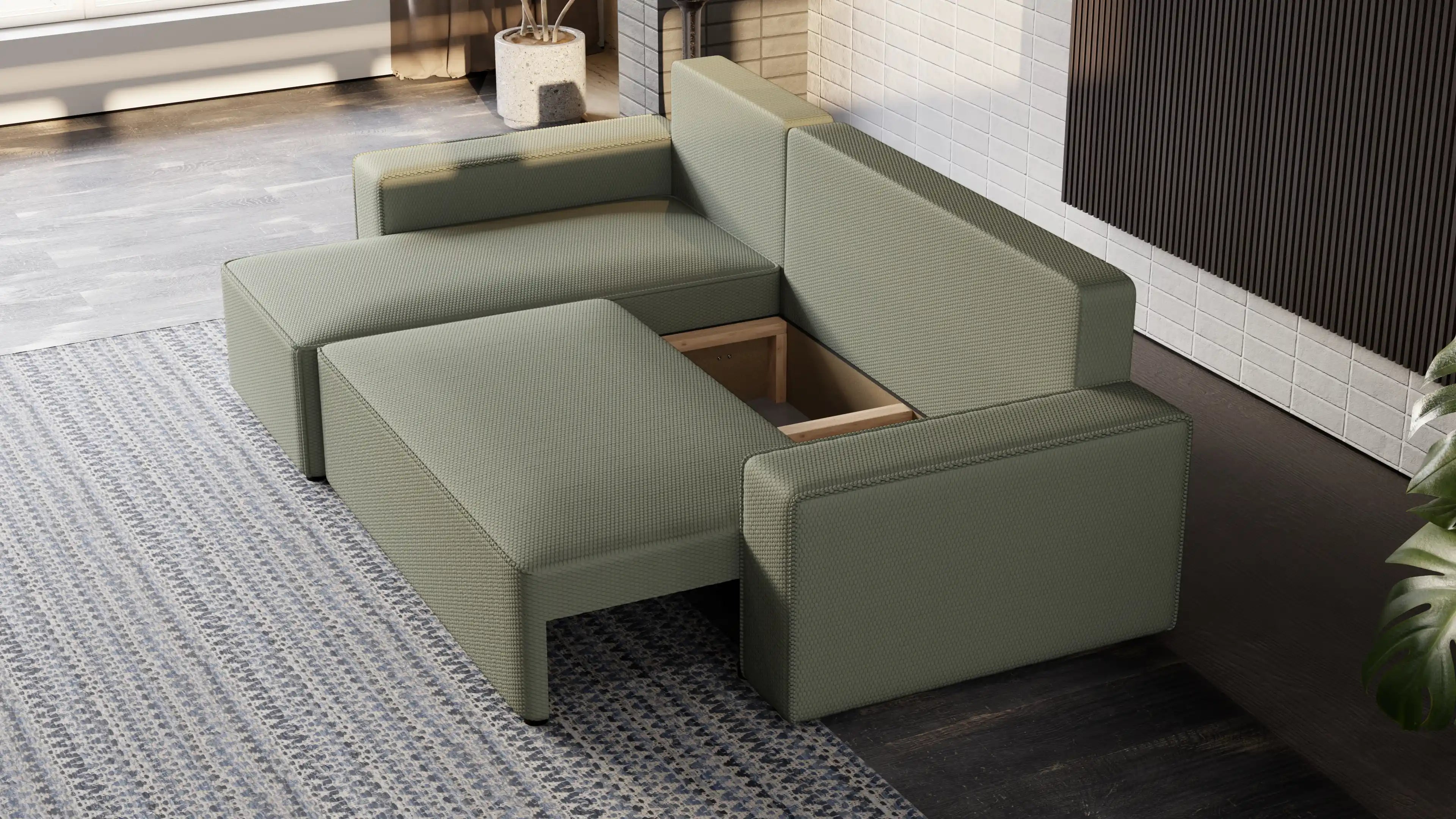 Narożnik Nexo L uniwersalny – funkcja spania, pojemnik na pościel