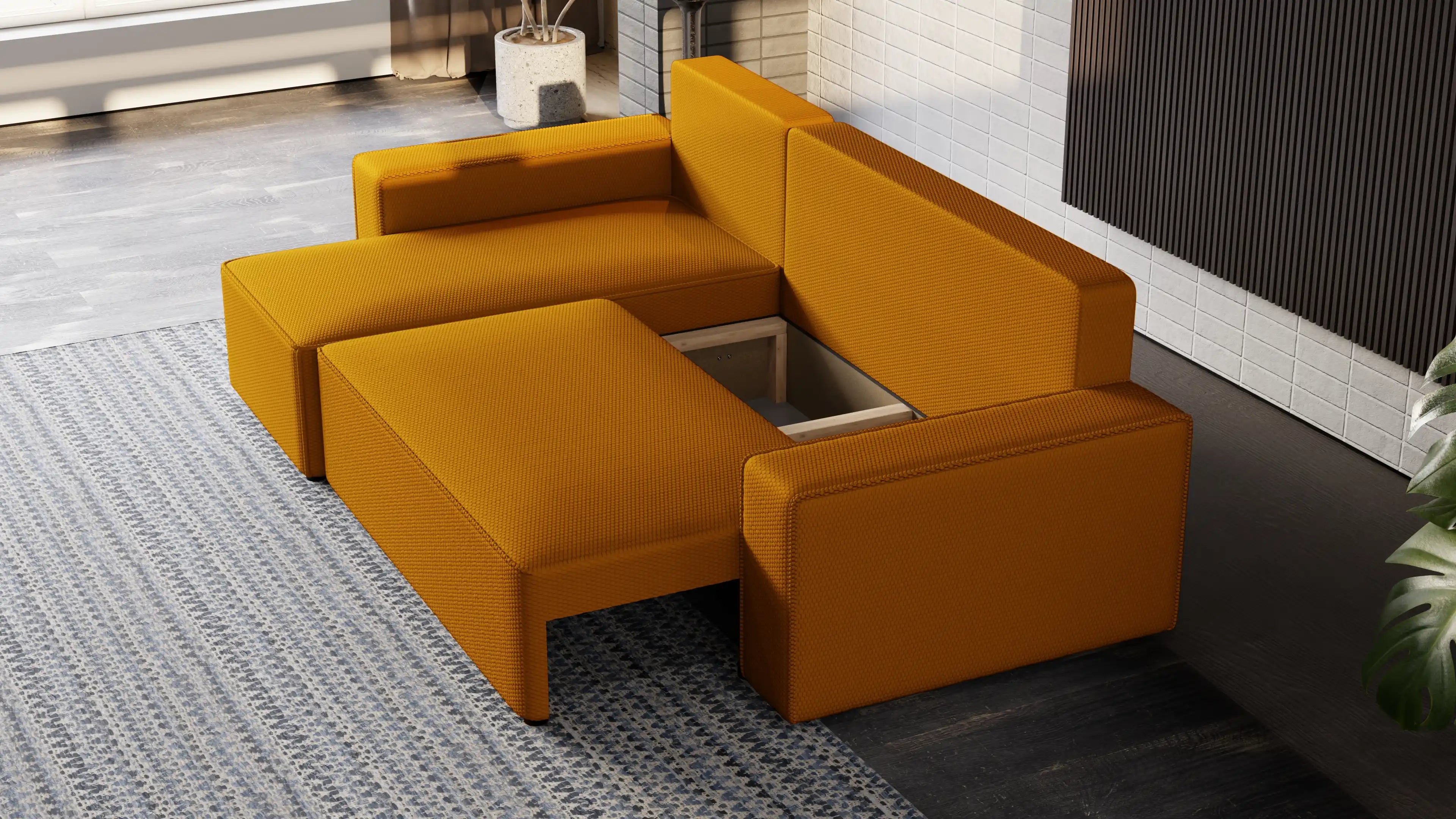 Narożnik Nexo L uniwersalny – funkcja spania, pojemnik na pościel