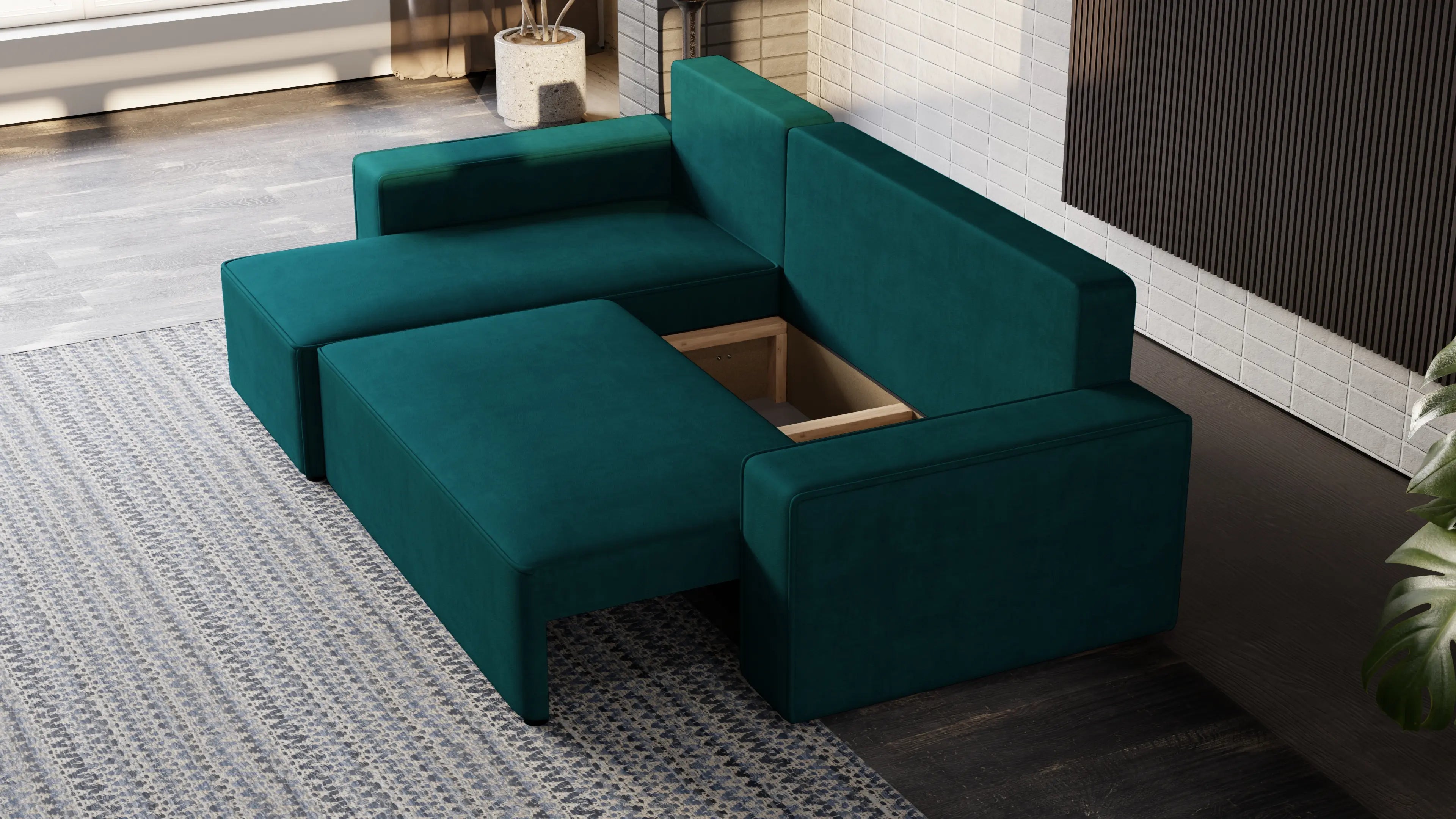 Narożnik Nexo – uniwersalny, rozkładany, z pojemnikiem