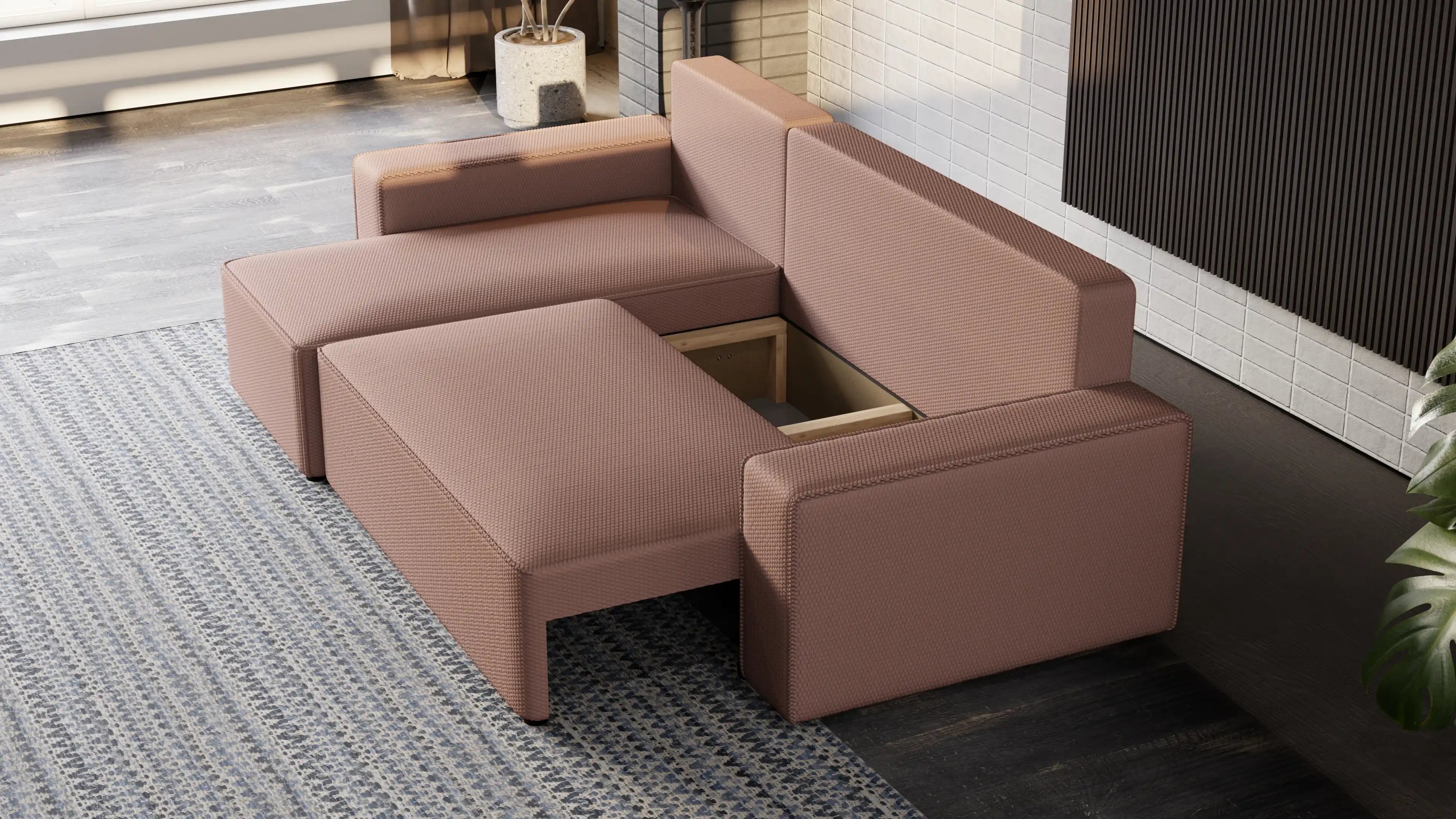 Narożnik Nexo L uniwersalny – funkcja spania, pojemnik na pościel