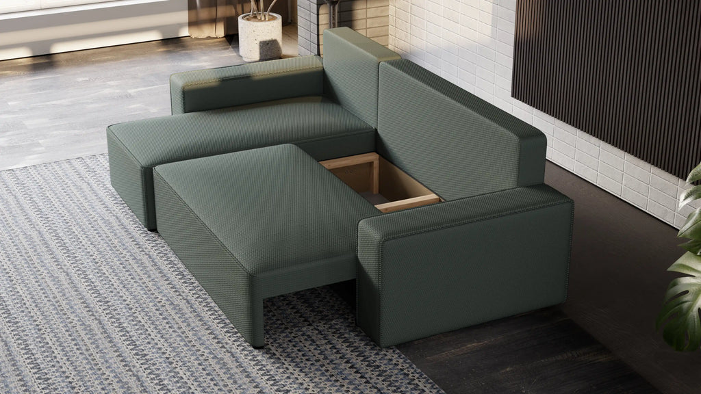 Narożnik Nexo L uniwersalny – funkcja spania, pojemnik na pościel