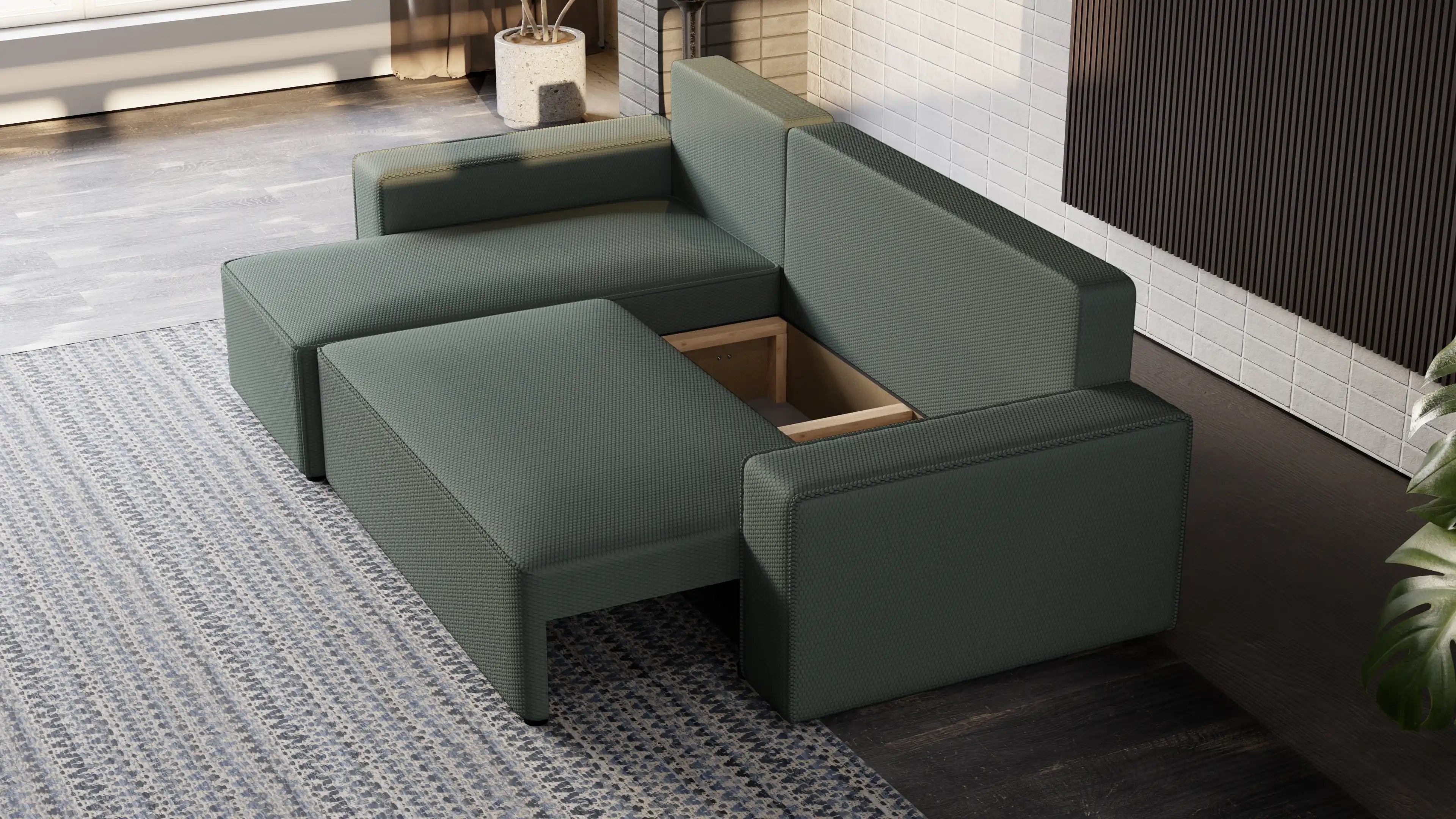 Narożnik Nexo L uniwersalny – funkcja spania, pojemnik na pościel