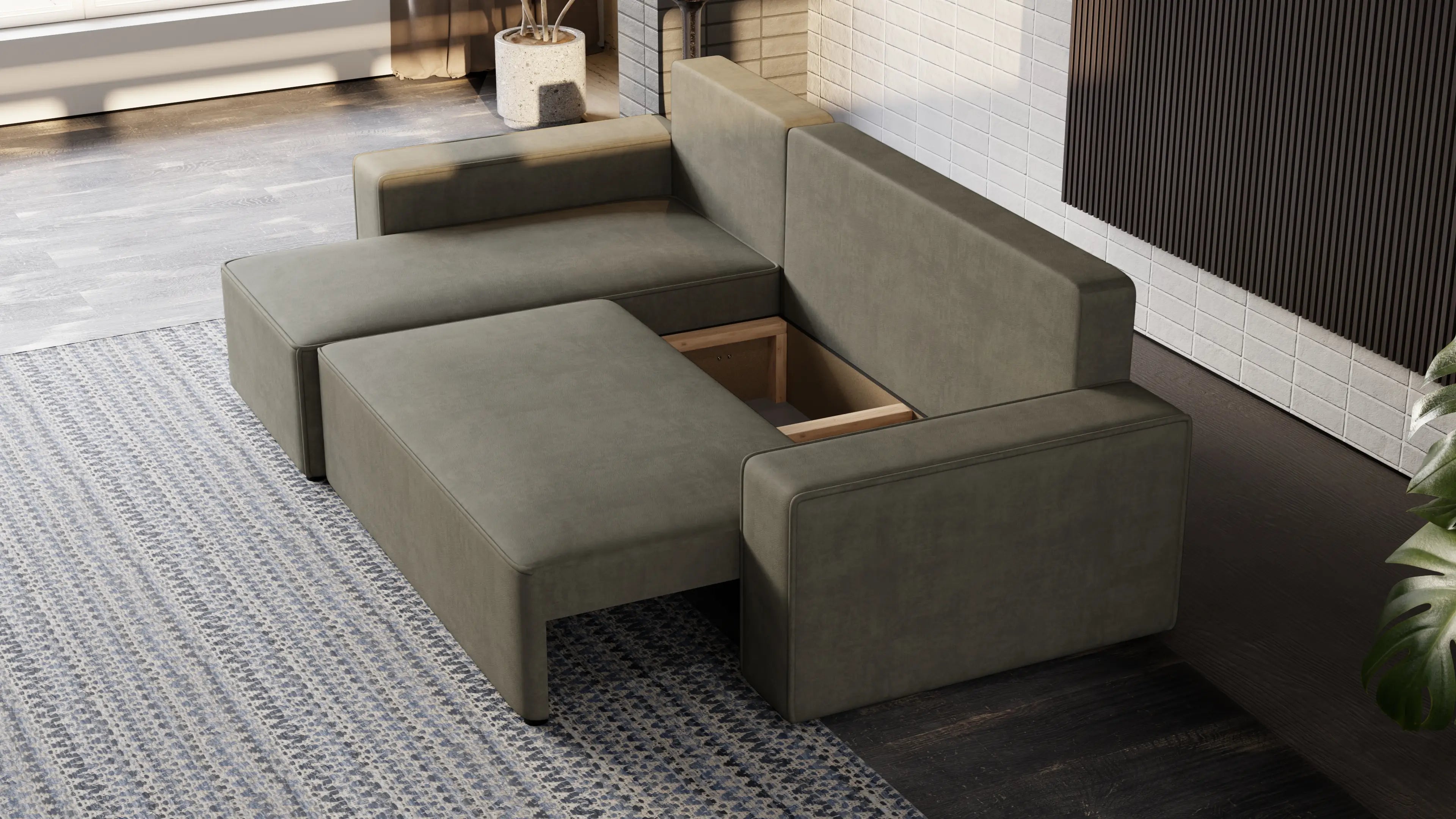 Narożnik Nexo – uniwersalny, rozkładany, z pojemnikiem