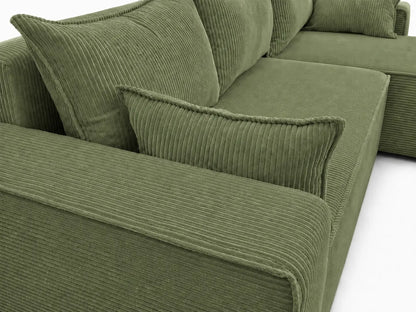 Narożnik tapicerowany NEXO – uniwersalny, z funkcją spania i pojemnikiem, sztruks